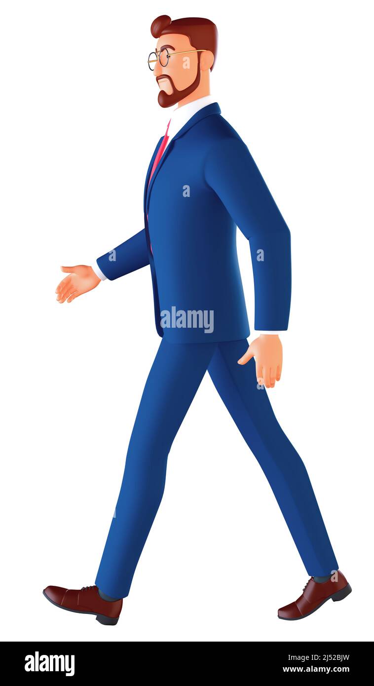 Dessin Personne Qui Marche De Profil 3D caractères profil complet d'un jeune homme barbu qui marche isolé sur  fond blanc Photo Stock - Alamy