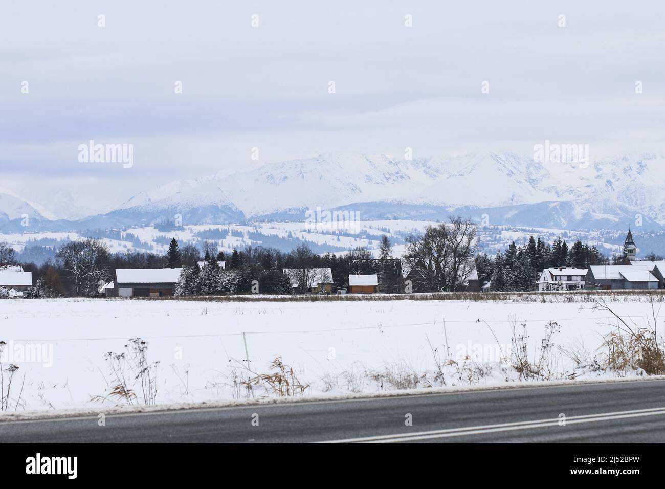 Vastes plaines couvertes de neige, paysage d'hiver. Banque D'Images