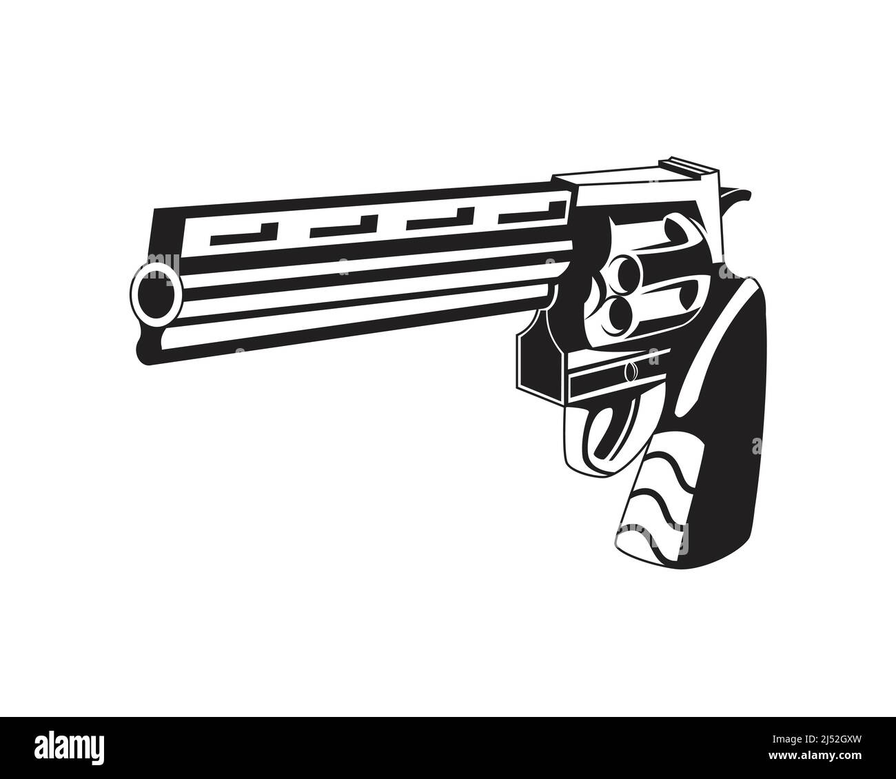 Ancienne et ancienne arme de poing Revolver Illustration avec vecteur de style Silhouette Illustration de Vecteur