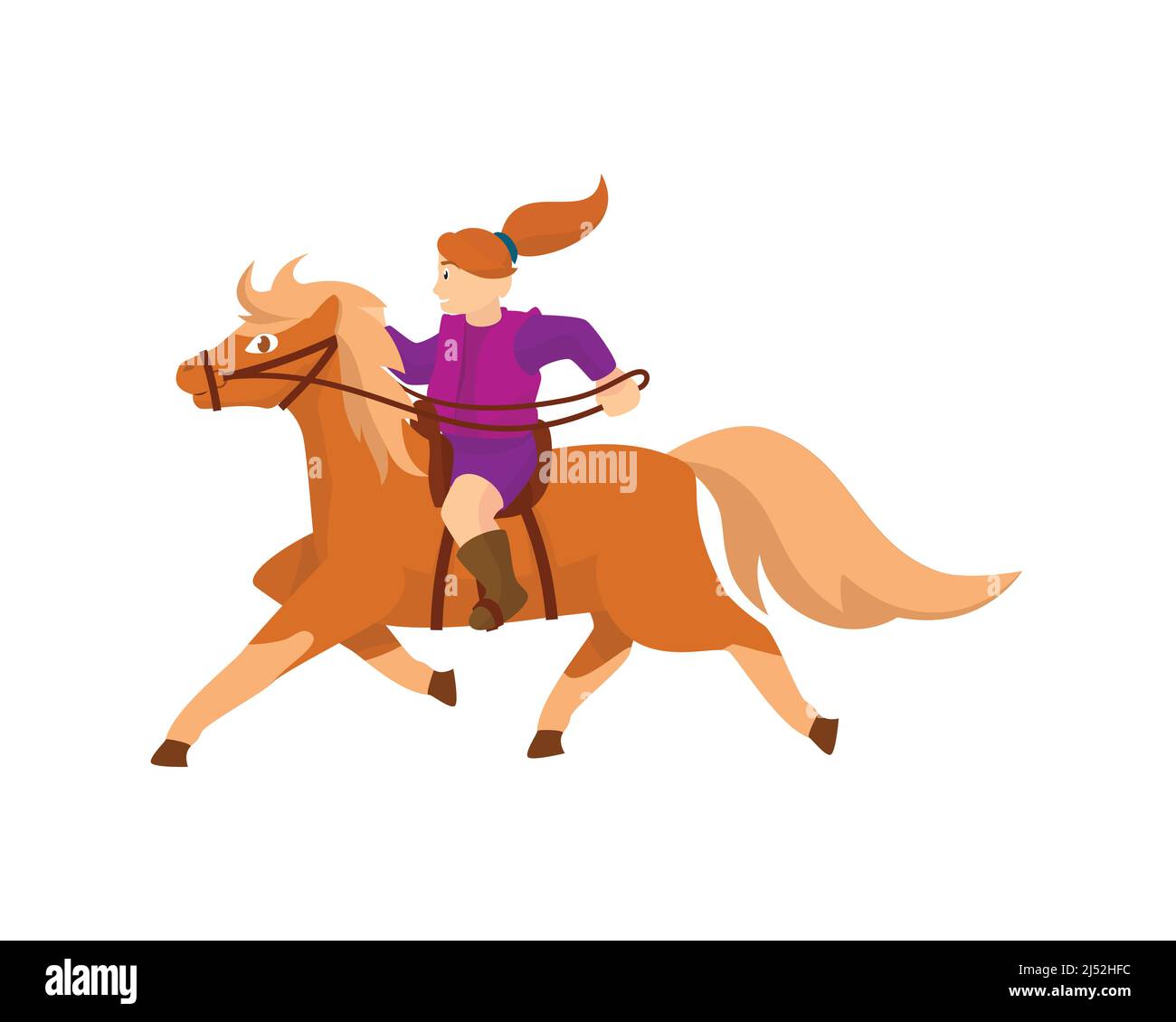Une fille à cheval un mignon cheval Illustration Vector Illustration de Vecteur