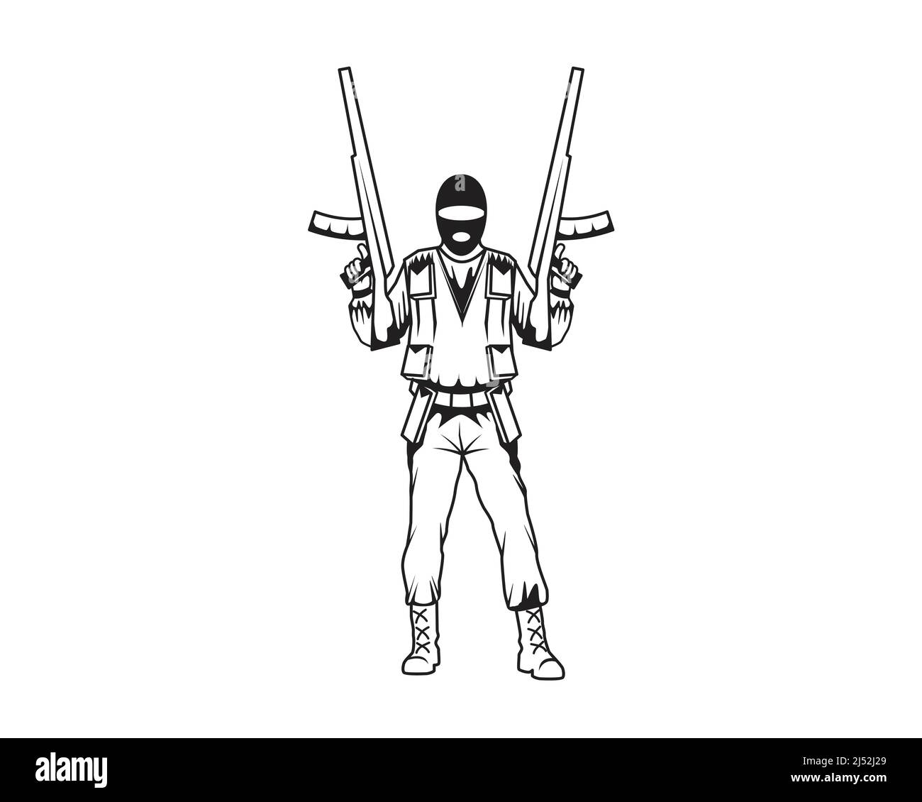 Illustration terroriste avec vecteur de style Silhouette Illustration de Vecteur