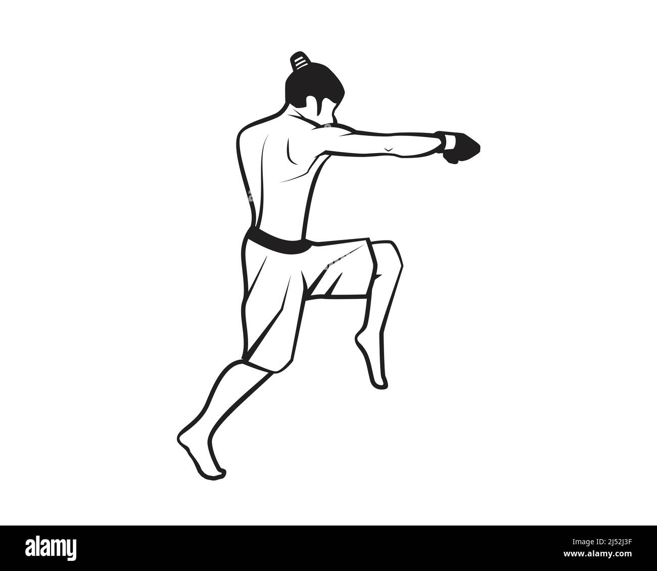 Illustration MMA Fighter avec Silhouette style Vector Illustration de Vecteur