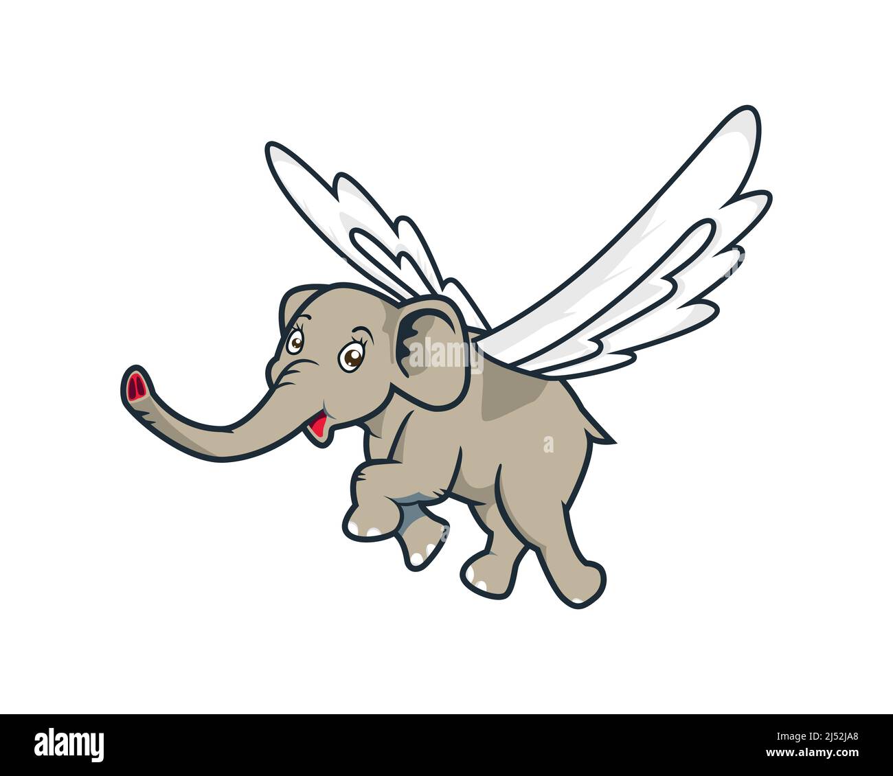 Eléphant volant avec vecteur d'expression heureux et joyeux Illustration de Vecteur