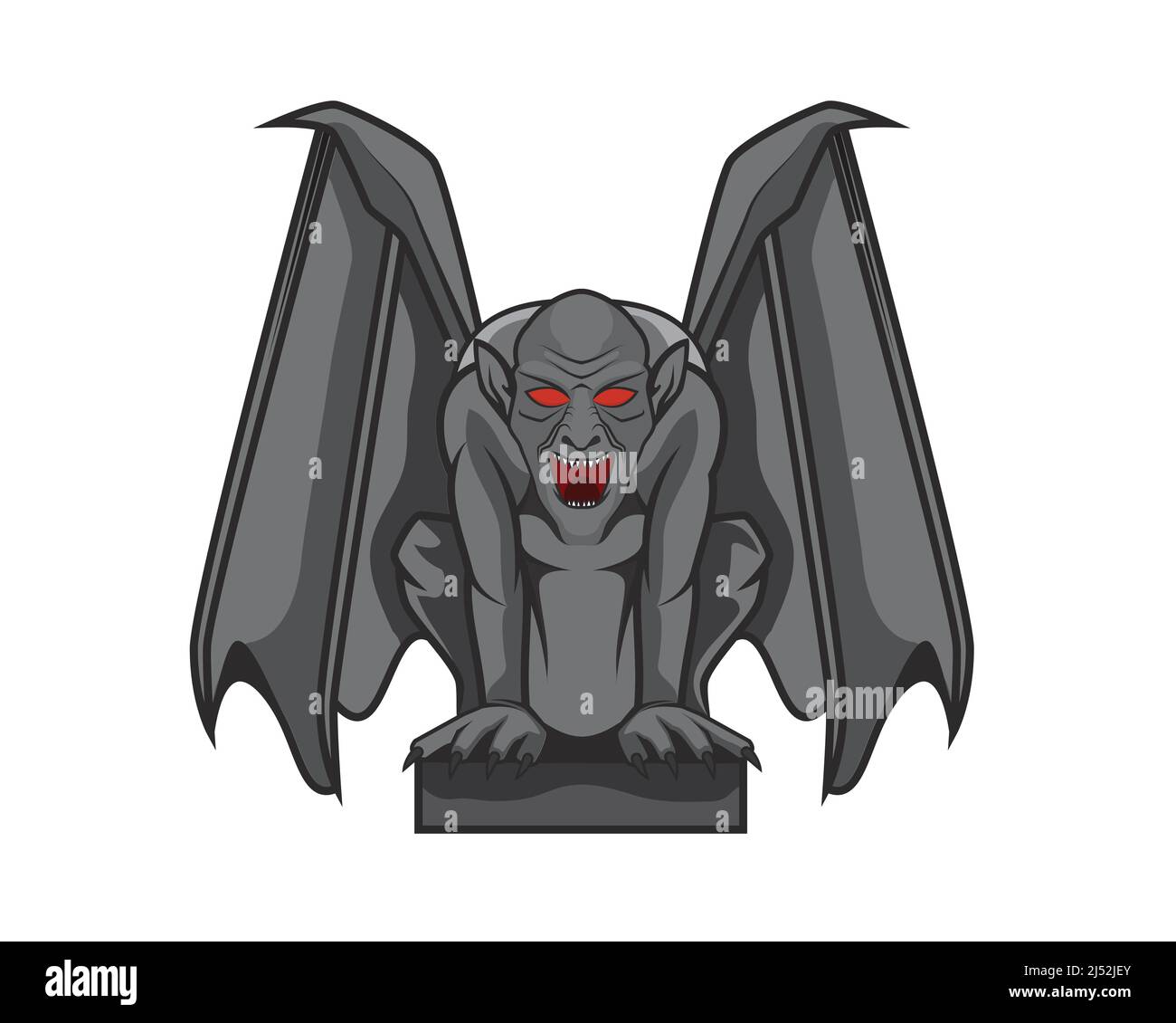 Gargoyle détaillé avec posture assise Illustration Vector Illustration de Vecteur