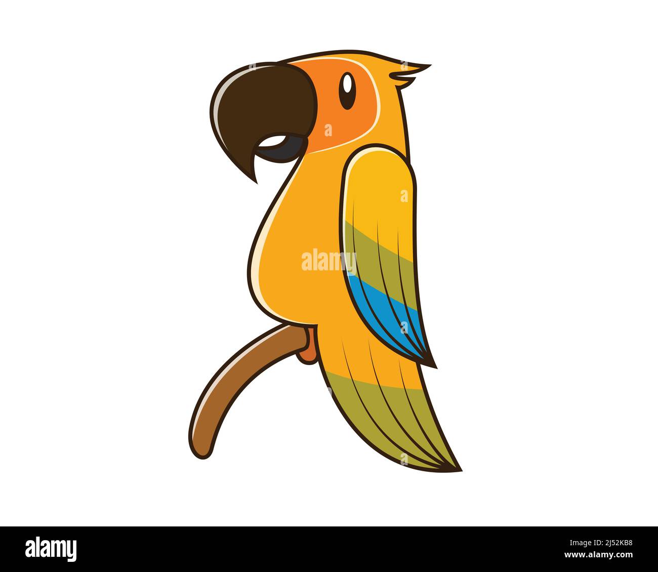 Perch perroquet mignon et doux sur le vecteur d'illustration de branche Illustration de Vecteur