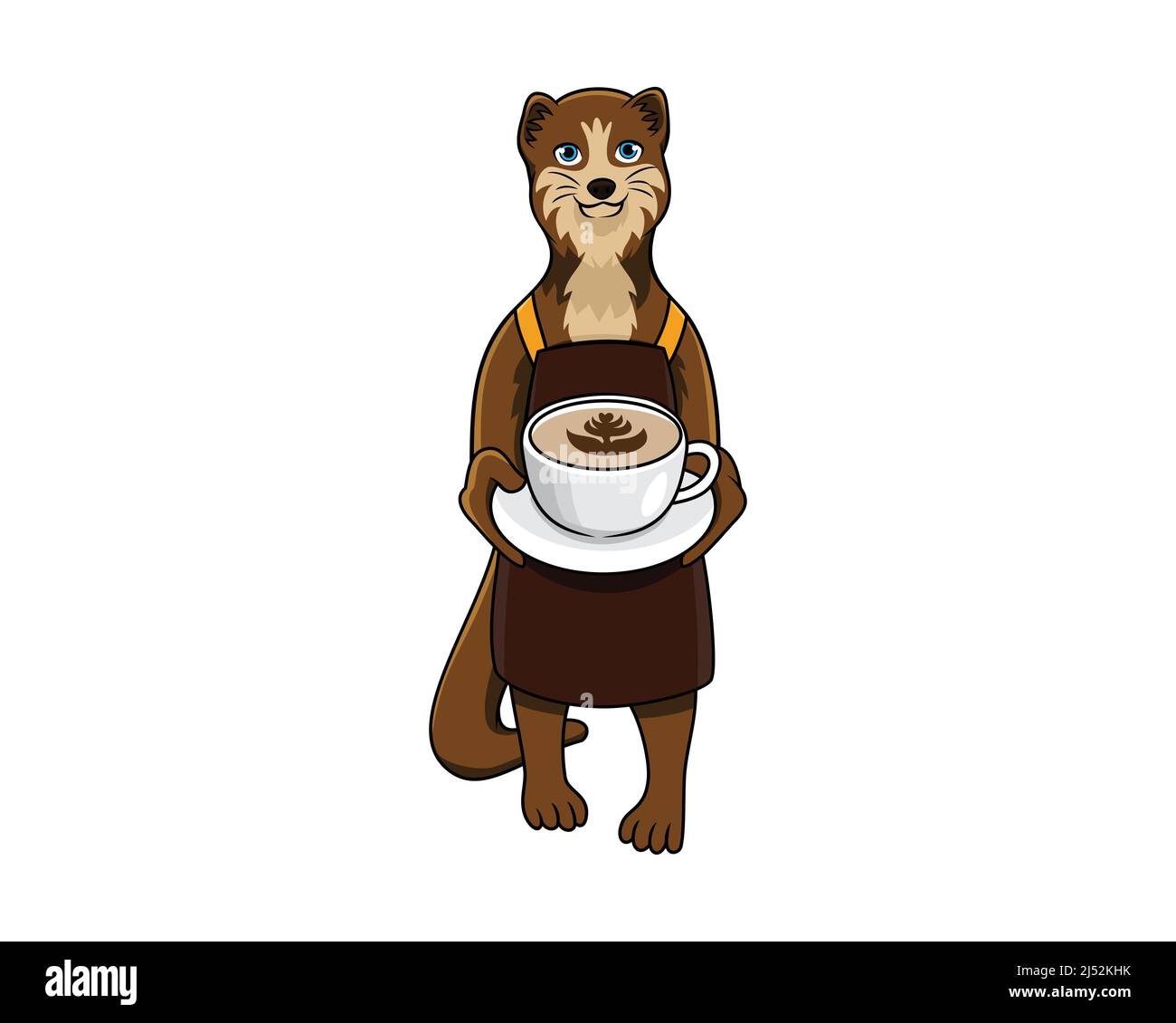 La mascotte Civet détaillée sert une tasse de café Illustration Vector Illustration de Vecteur