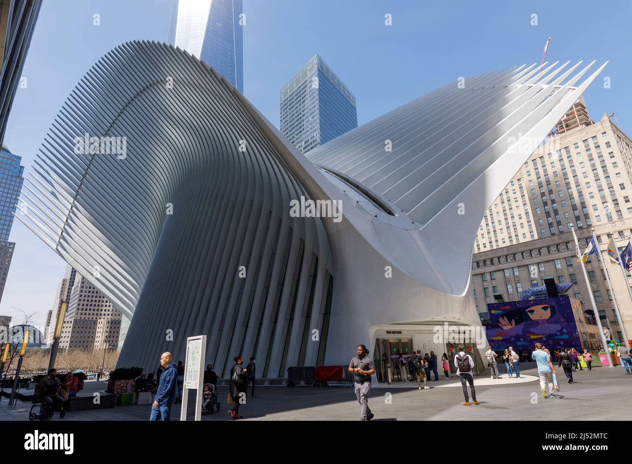 Santiago Calatrava a conçu la GARE FERROVIAIRE PATH du World Trade Center, Financial Distrrict, New York, NY, USA. Banque D'Images