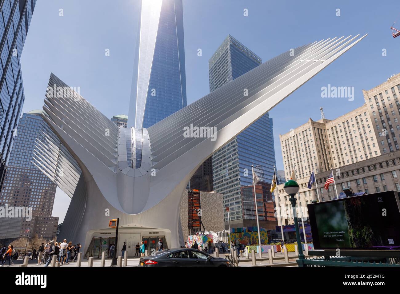 Santiago Calatrava a conçu la GARE FERROVIAIRE PATH du World Trade Center, Financial Distrrict, New York, NY, USA. Banque D'Images