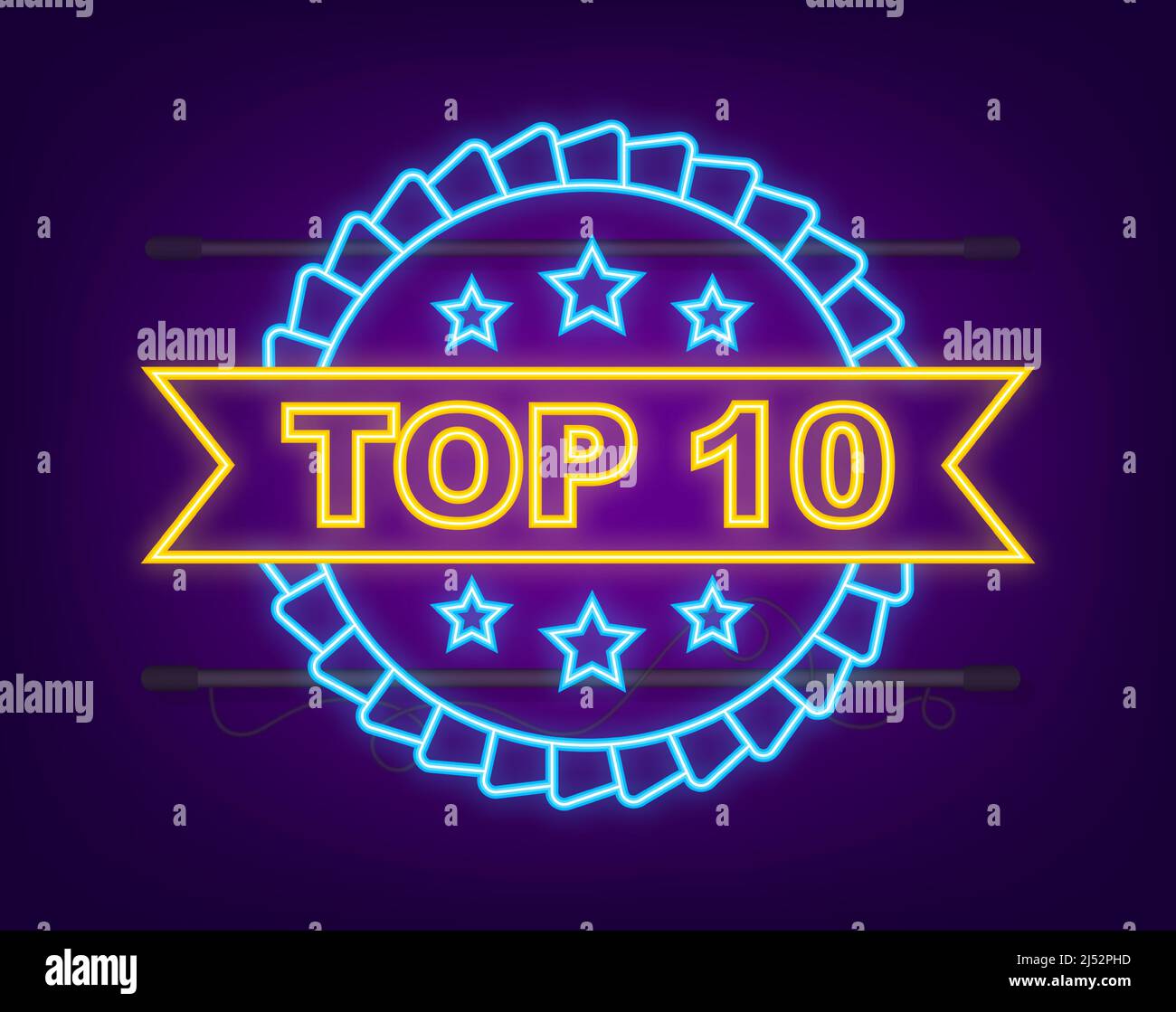 10 principales étiquettes fluo. Icône couronne de Laurier doré. Illustration du stock vectoriel. Illustration de Vecteur