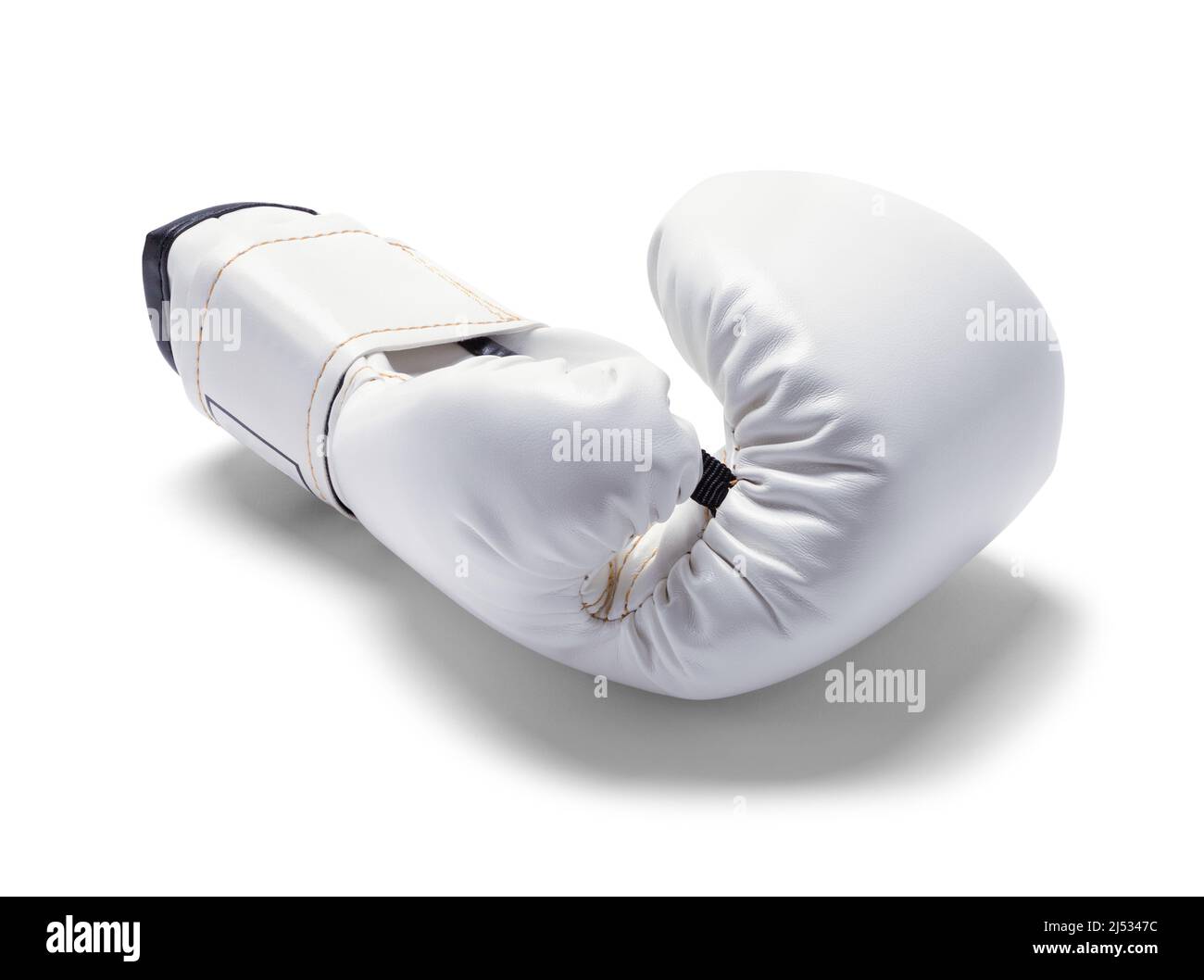 Boîte à gants de boxe simple découpée en blanc. Banque D'Images
