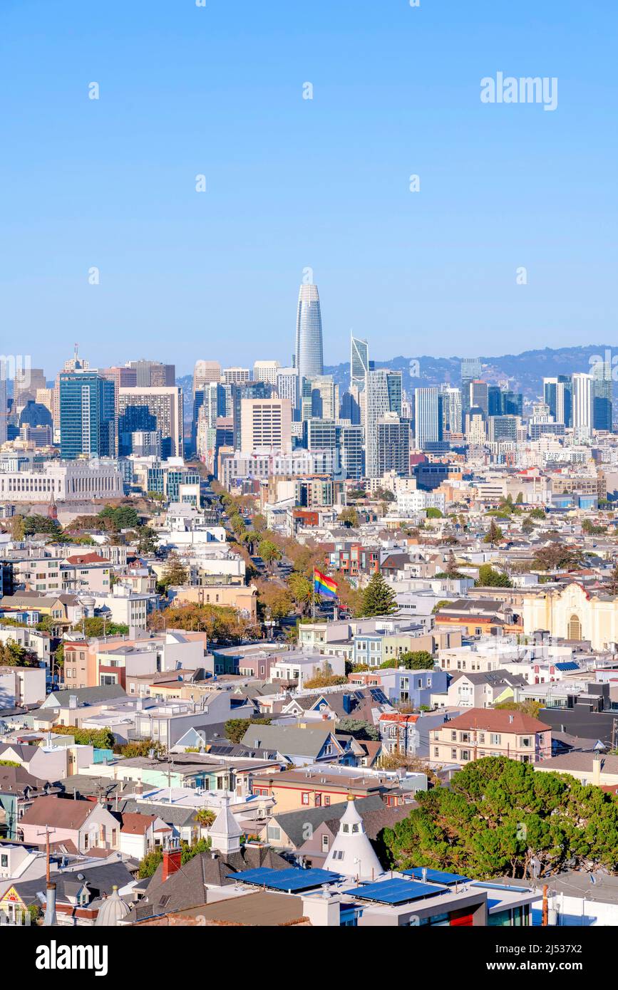 Vue complète du centre-ville de San Francisco en Californie Banque D'Images