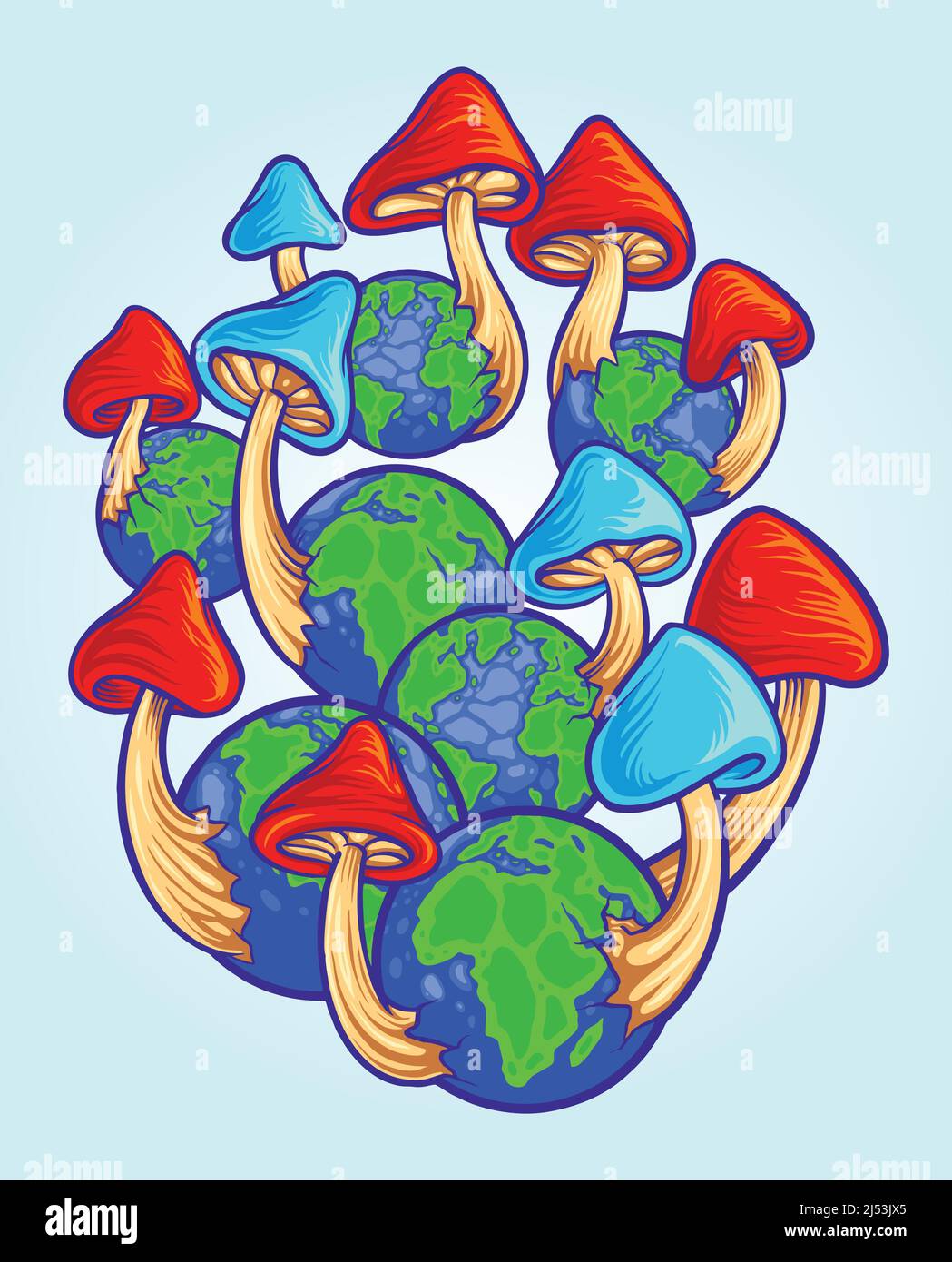 Bonne journée internationale des champignons illustrations vectorielles pour votre logo de travail, t-shirt de marchandise, autocollants et dessins d'étiquettes, affiche, cartes de vœux Illustration de Vecteur