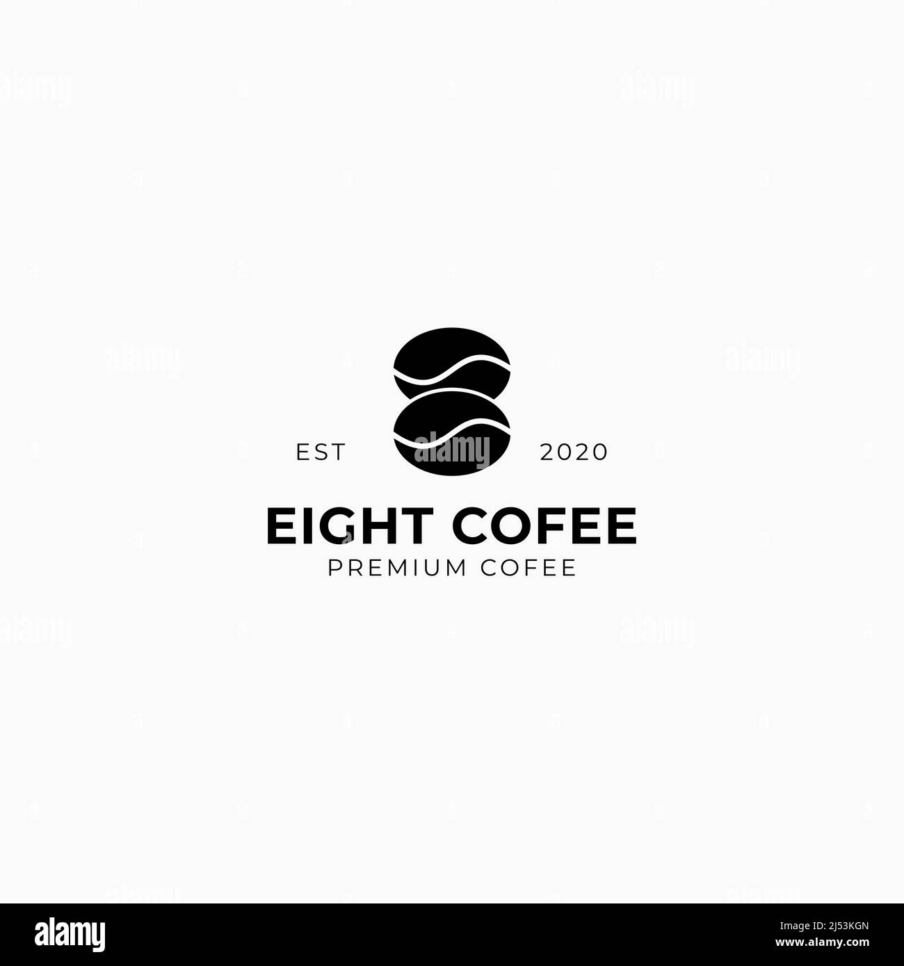 logo simple de grain de café par le numéro huit Illustration de Vecteur