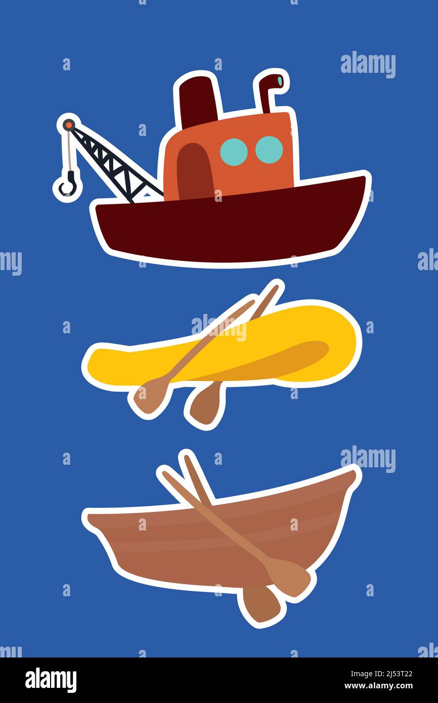 trois navires et bateaux Illustration de Vecteur