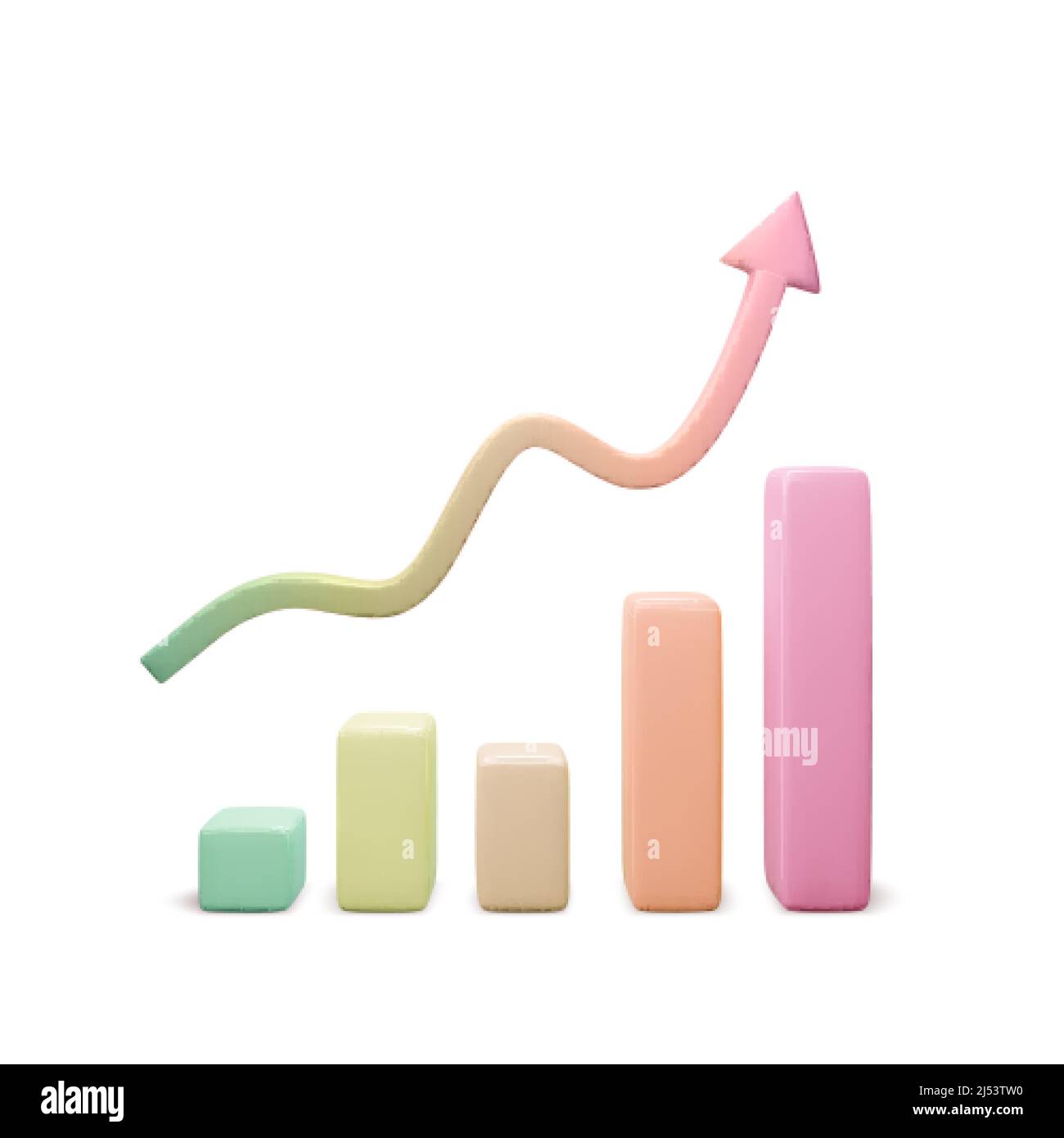 Analyse des données du bandeau. graphique commercial 3d en style dessin animé. Progression de la croissance flèche rose. Illustration vectorielle Illustration de Vecteur