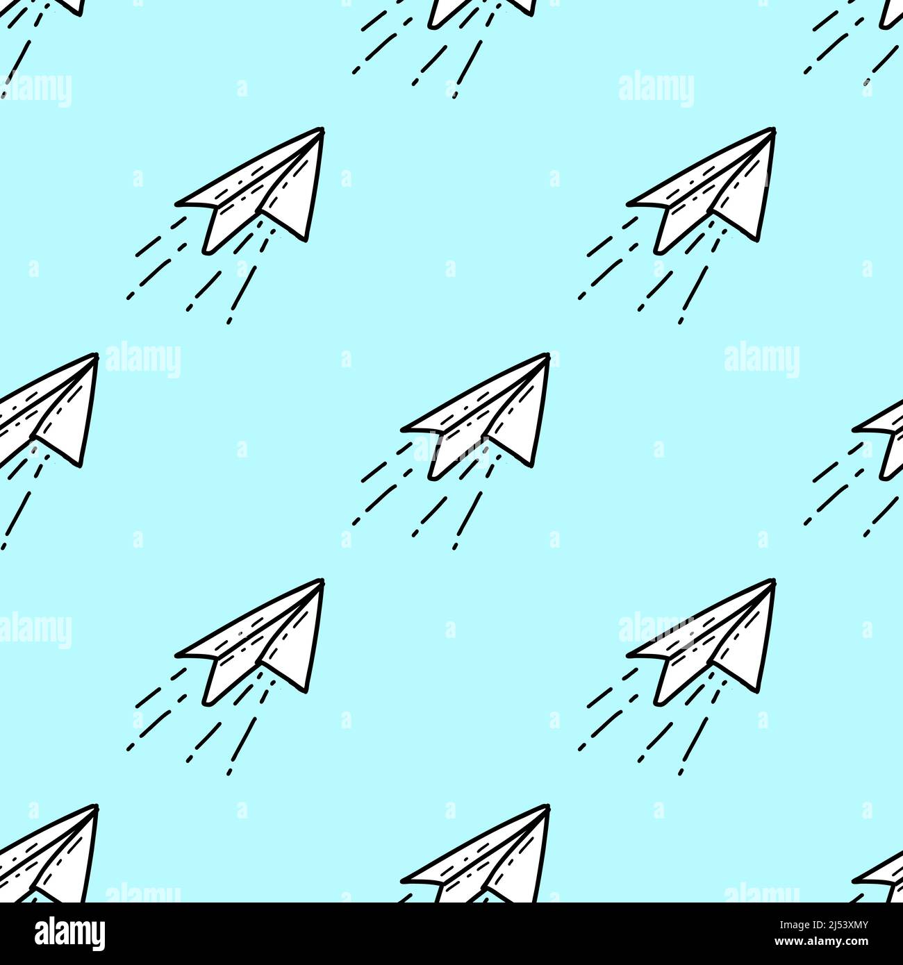 Motif sans couture avec plan de papier Illustration dans un style de caniche sur fond bleu Illustration de Vecteur