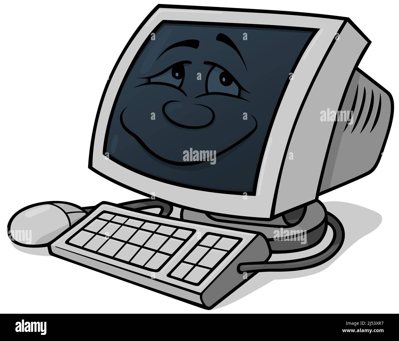 Ordinateur de bureau avec un sourire Illustration de Vecteur