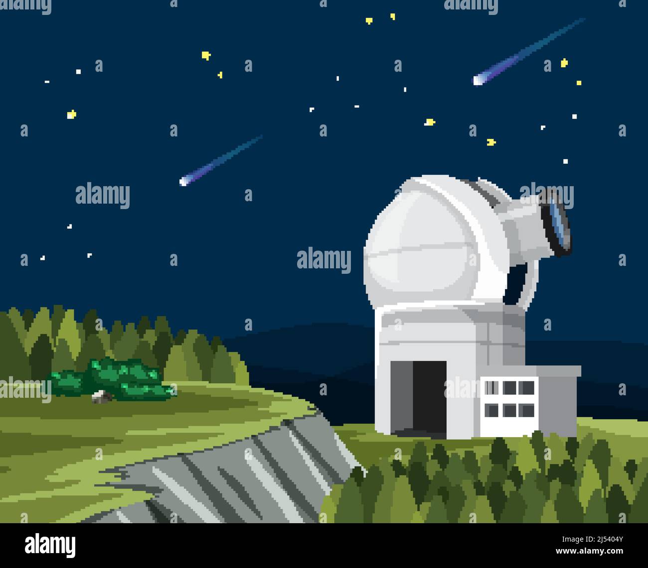 Thème de l'astronomie avec grand télescope sur l'illustration de la colline Illustration de Vecteur