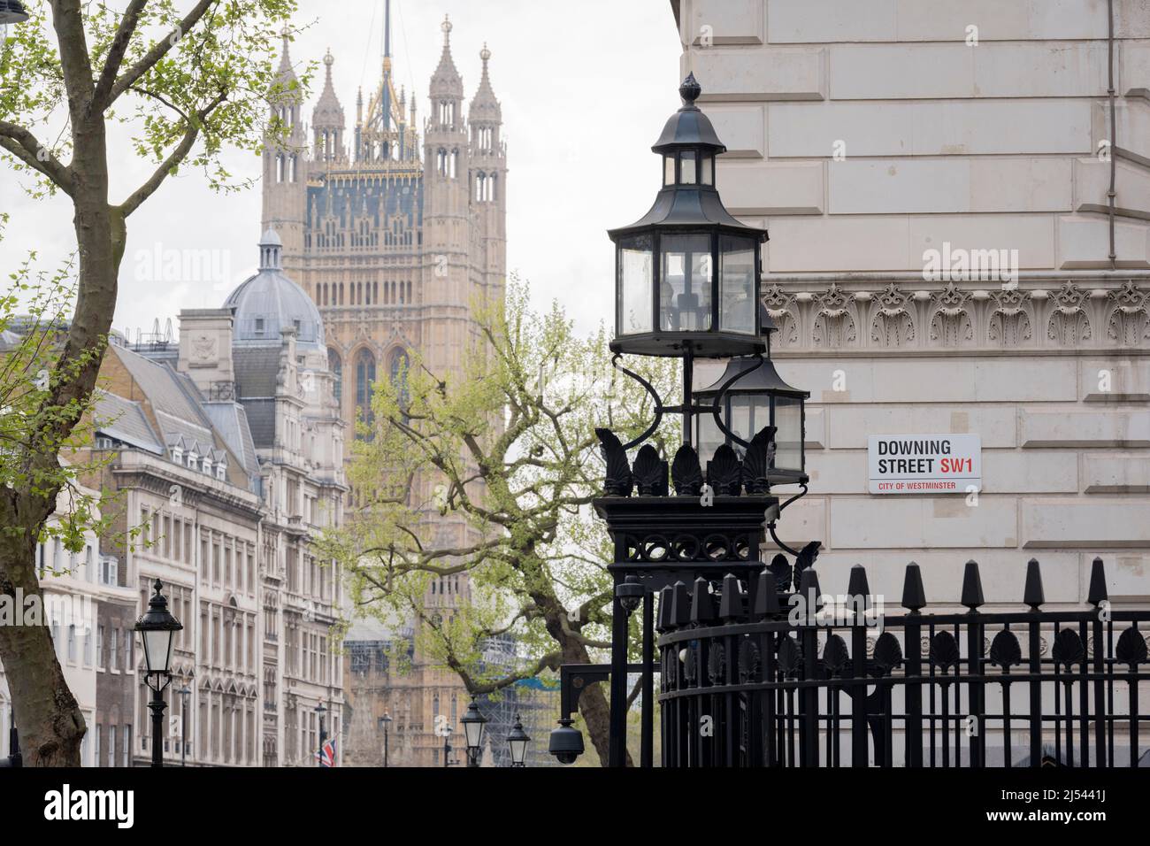 Le jour où le Premier ministre Boris Johnson s'est excusé auprès du Parlement de l'amende à pénalité fixe pour avoir été présent aux partis dans le cadre de ses propres restrictions de pandémie Covid, la résidence officielle de Johnson est à l'échelle du Parlement, le 19th avril 2022, à Londres, en Angleterre. La police met continue d'enquêter sur Johnson et son personnel après que l'on s'attend à ce que d'autres parties en isolement cellulaire soient révélées. Banque D'Images