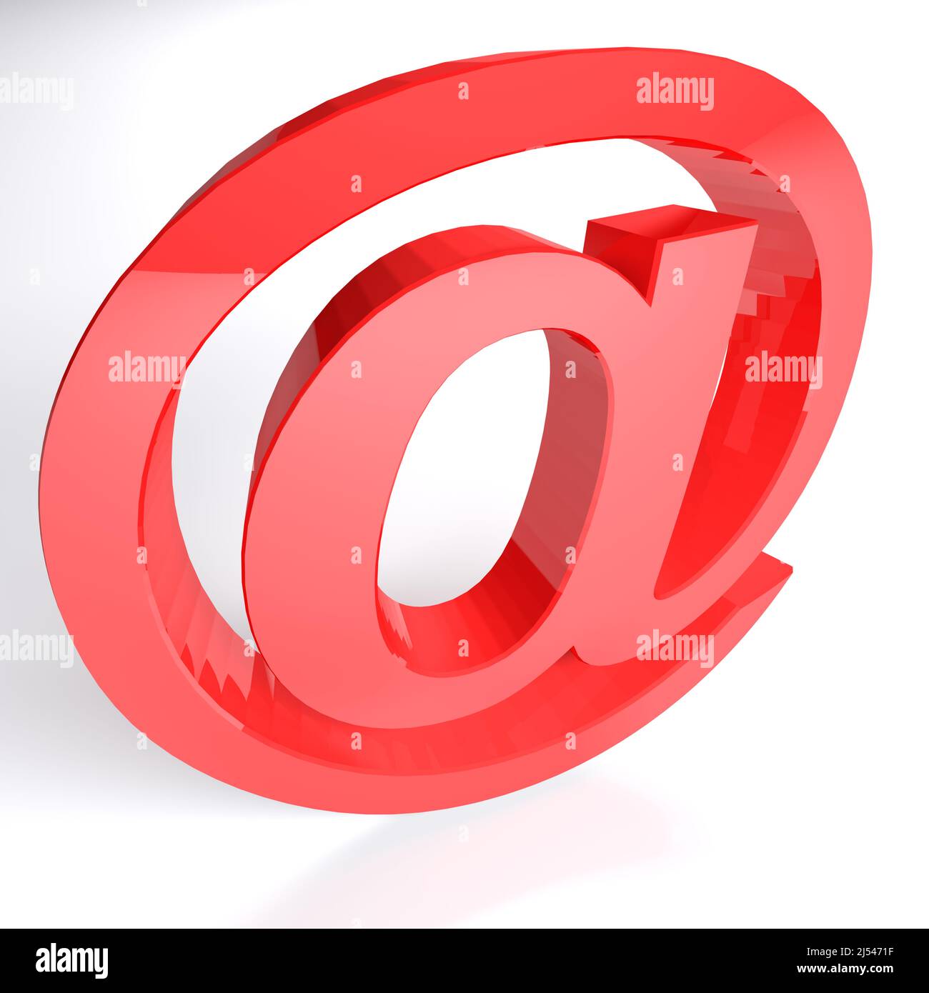 Au symbole en rouge matériau brillant sur fond blanc - illustration de rendu 3D Banque D'Images