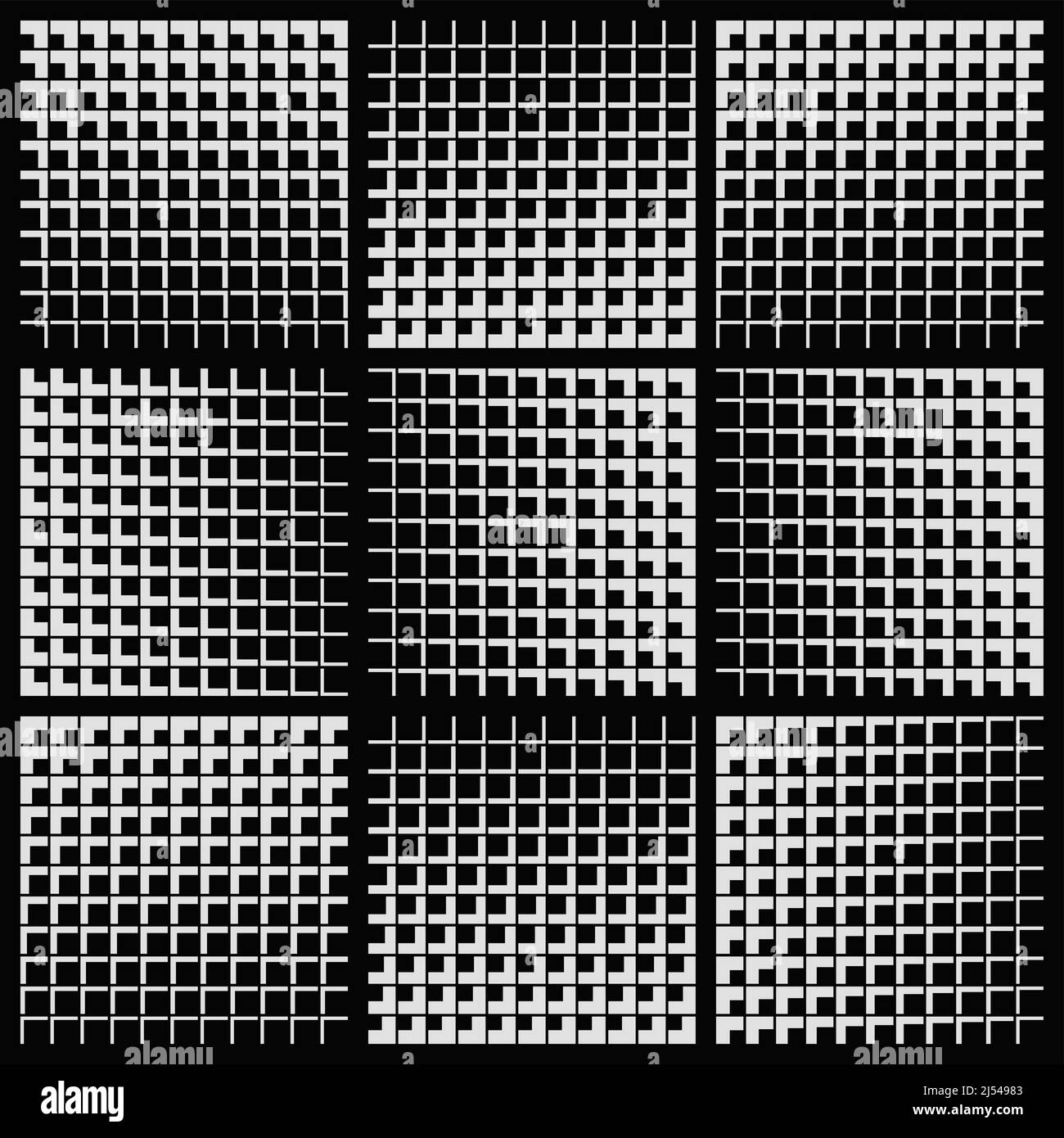 Graphiques vectoriels monochromes abstraits avec effet de transition numérique. Style brutaliste motif futuriste construit avec des formes géométriques déformées. Illustration de Vecteur