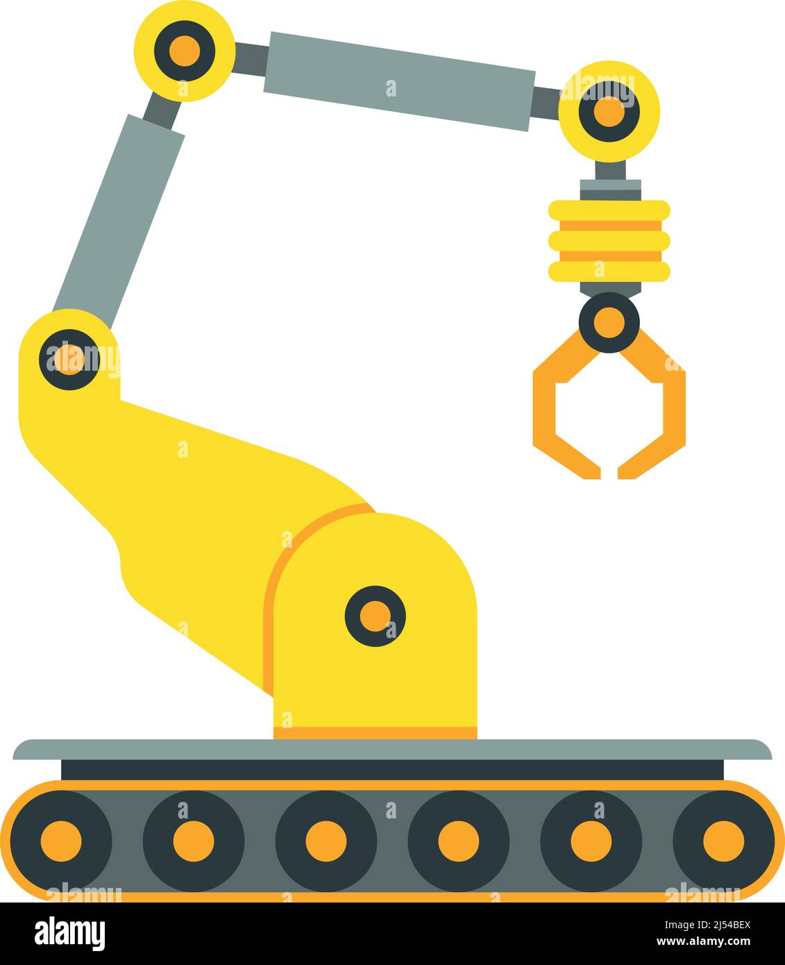 Main robot usine. Icône jaune du bras mécanique Illustration de Vecteur