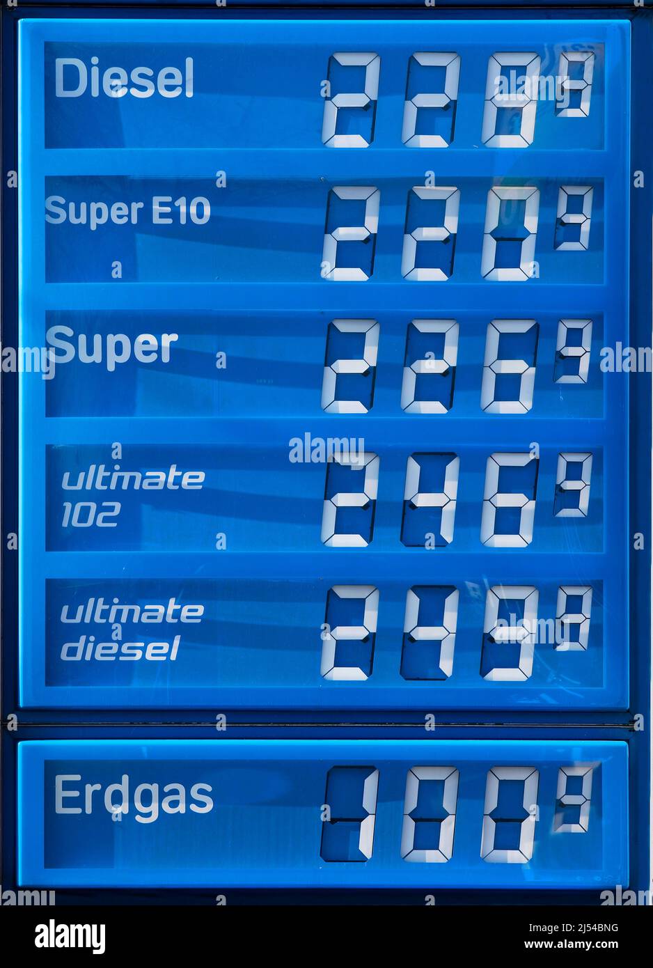 Tableau de bord à un étalon de gaz, carburant à prix élevé, Allemagne Banque D'Images