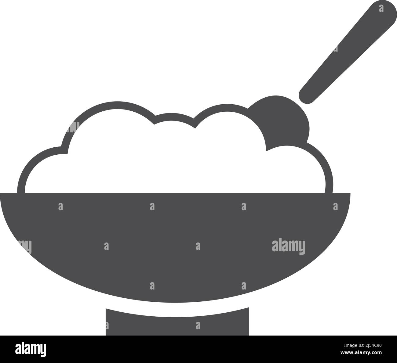 Icône de bol de bouillie avec cuillère. Symbole petit déjeuner Illustration de Vecteur