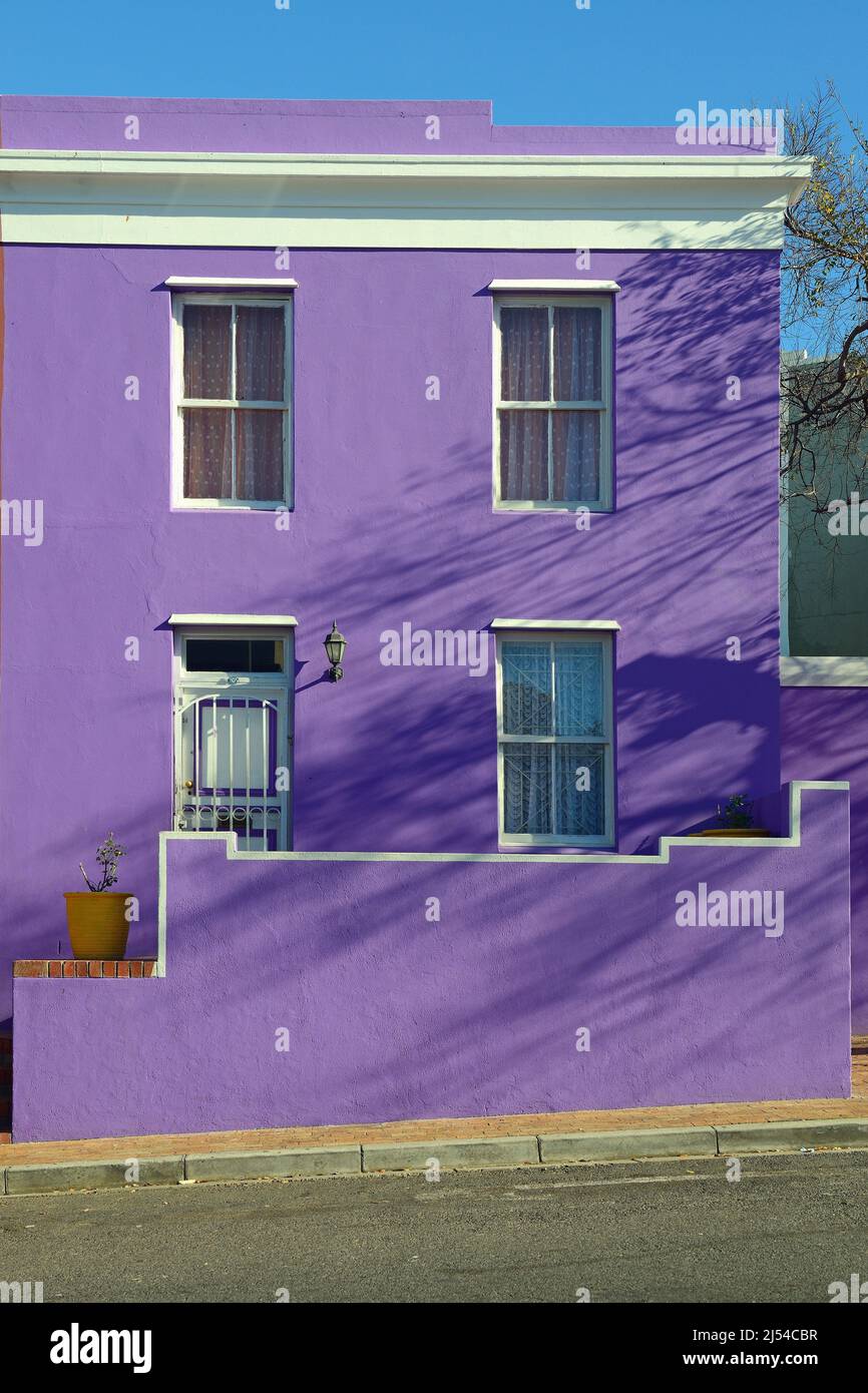 Maisons colorées du quartier malais Bo Kaap, Afrique du Sud, Capetown Banque D'Images