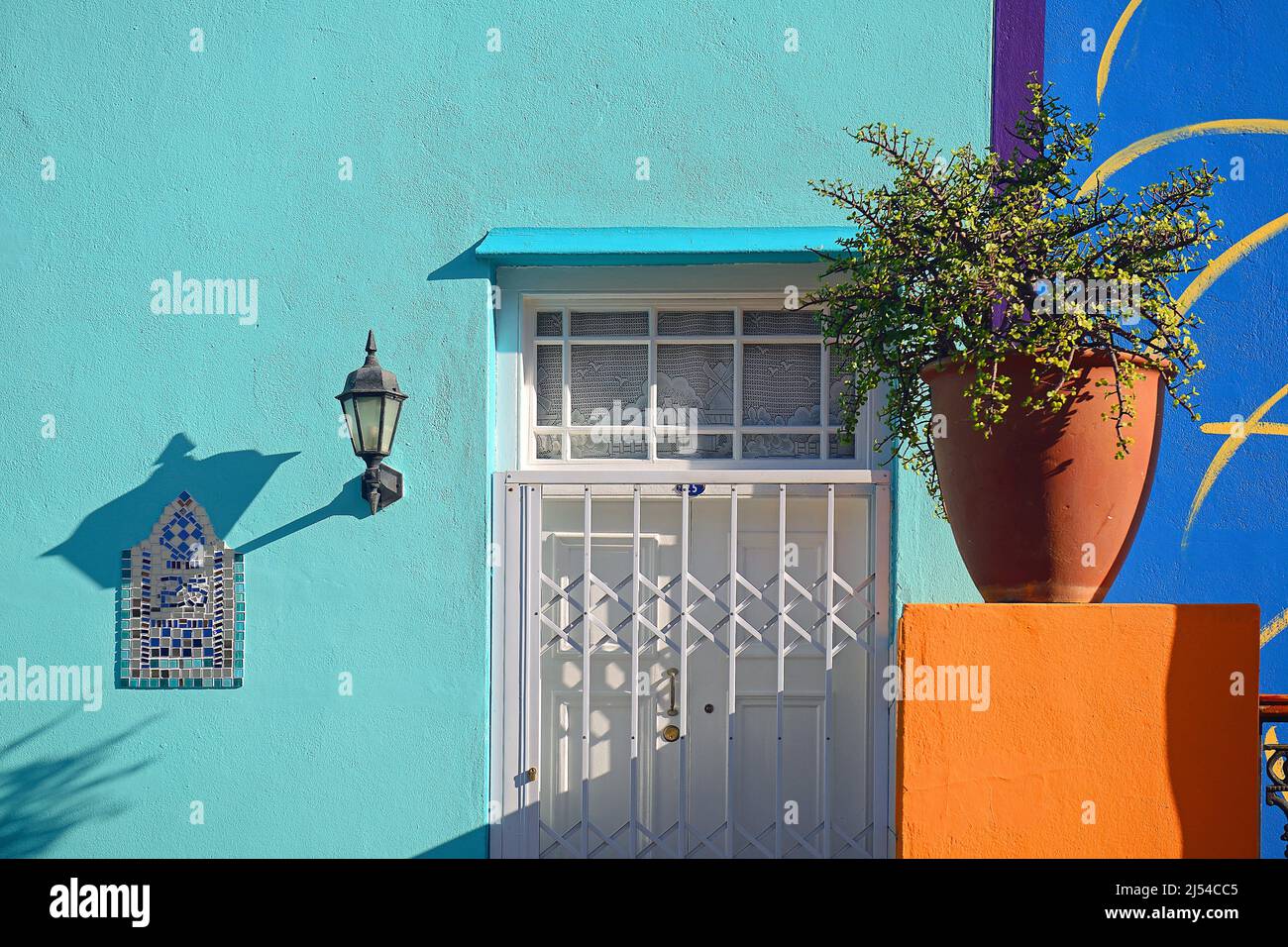 Maisons colorées du quartier malais Bo Kaap, Afrique du Sud, Capetown Banque D'Images