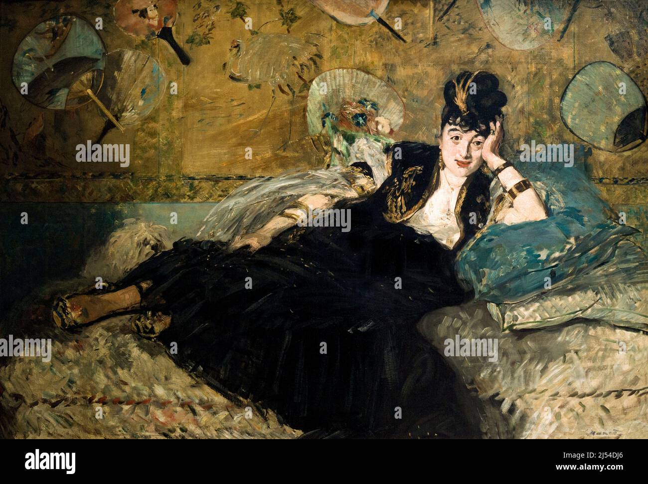 La Dame aux fans, la Dame aux Eventails, Portrait de Nina de Callias, Edouard Manet, 1873, Musée d'Orsay, Paris, France, Europe Banque D'Images