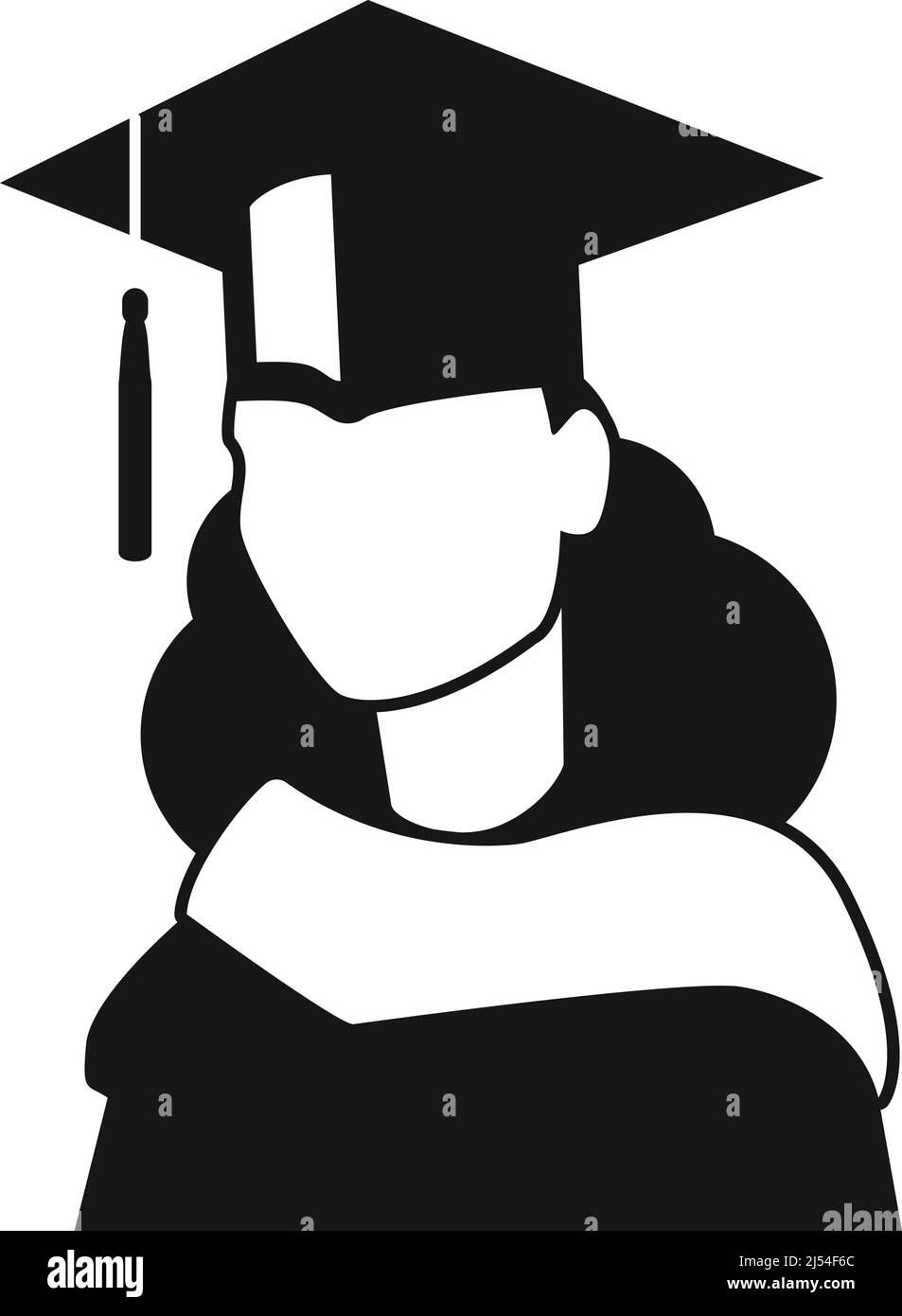 Icône étudiante féminine. Fille noire en casquette de Bachelor Illustration de Vecteur