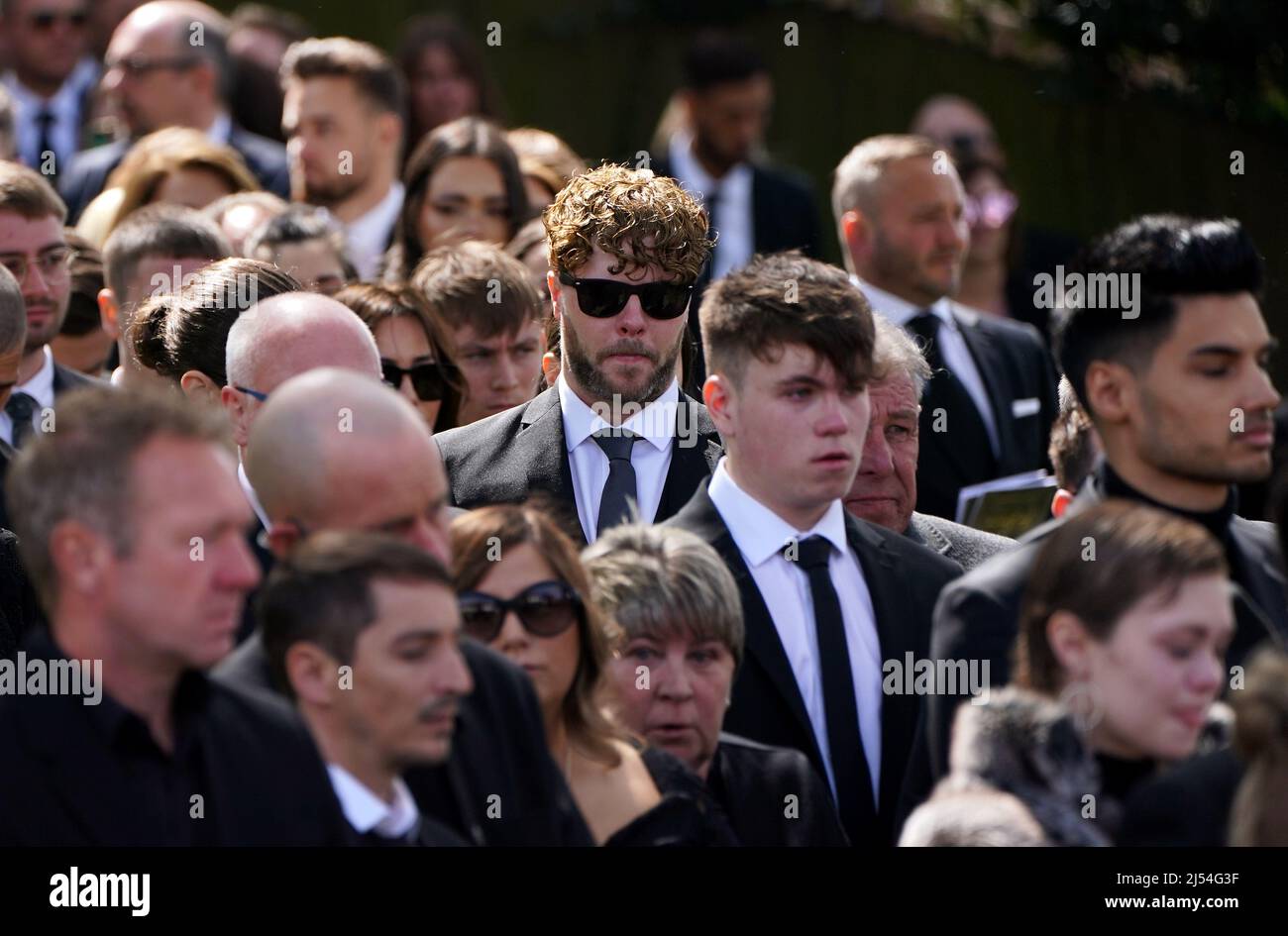 Jay McGuiness de The Wanted aux funérailles de son bandmate Tom Parker à  l'église St Francis d'Assise à Queensway, Petts Wood, dans le sud-est de  Londres, après sa mort à l'âge de