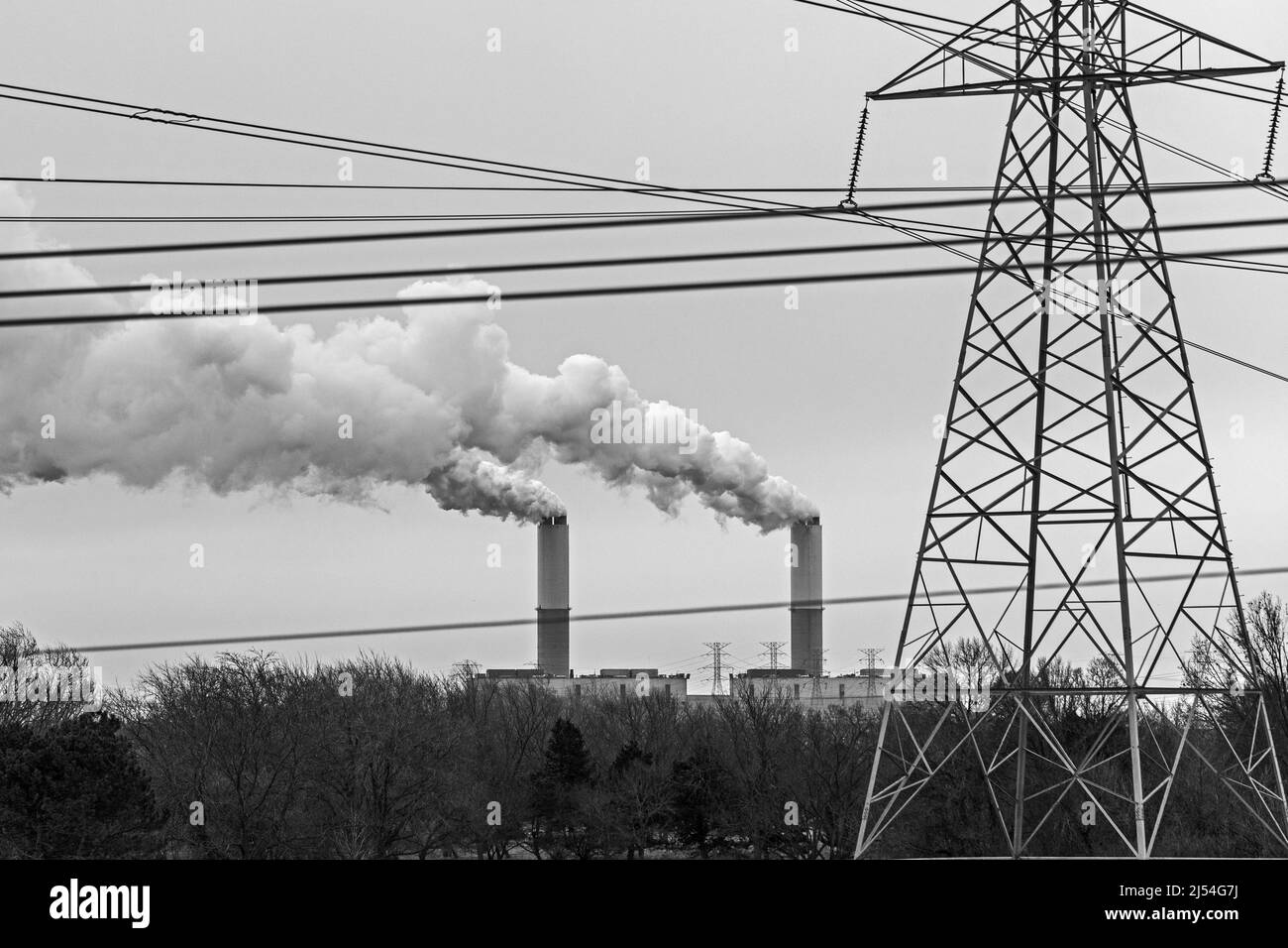 Monroe, Michigan - la centrale au charbon Monroe de DTE Energy. Banque D'Images