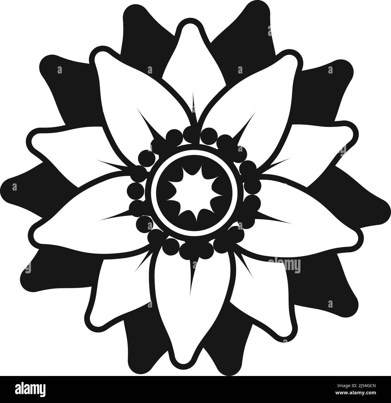 Icône de fleur noire. Élégant symbole de la nature en fleurs Illustration de Vecteur