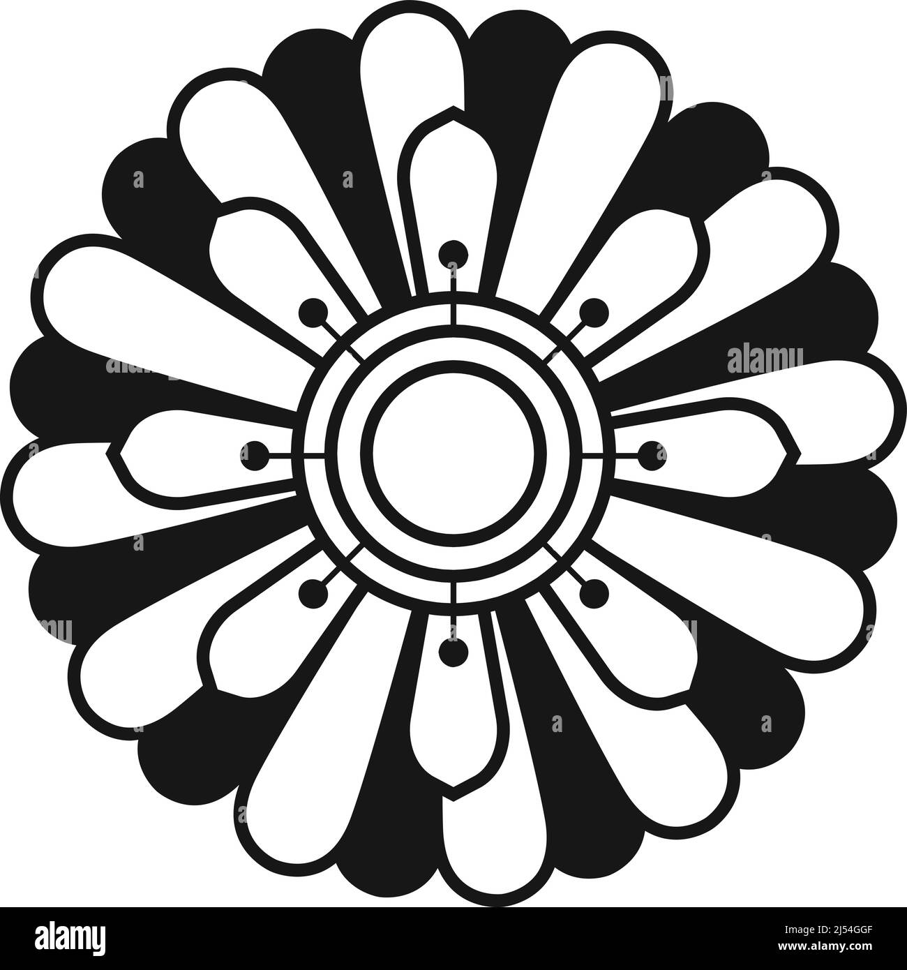Symbole de fleur noire. Emblème botanique. Icône d'usine Illustration de Vecteur