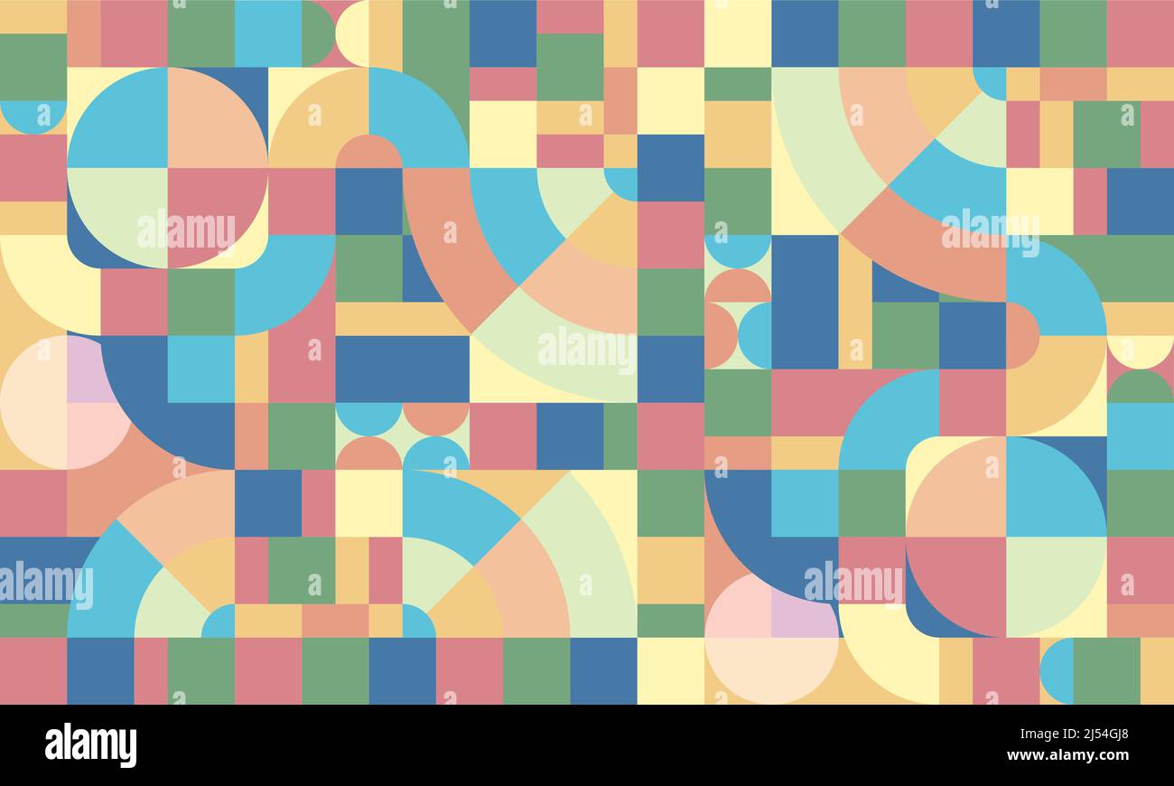 illustration vectorielle d'arrière-plan de forme géométrique abstraite de couleur pastel, d'arrière-plan carré et circulaire Illustration de Vecteur