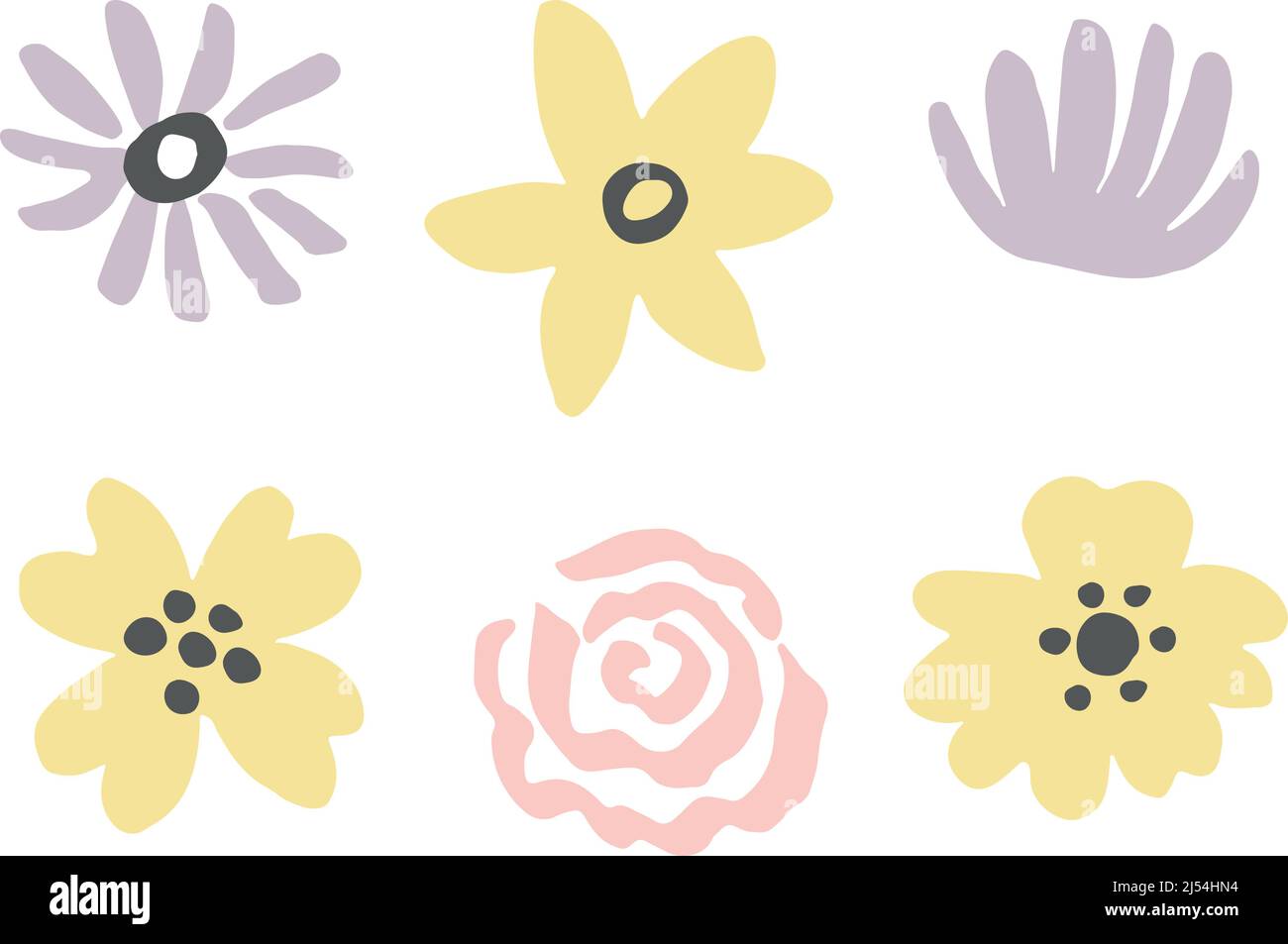 Ensemble éléments floraux. Fleur stylisée décorative Illustration de Vecteur