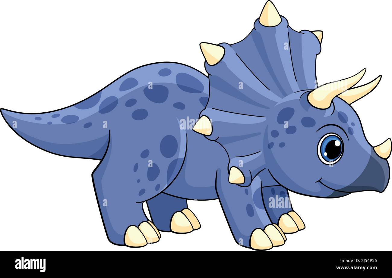 Icône dinosaure mignon. tricératops bleus. dino souriant Illustration de Vecteur