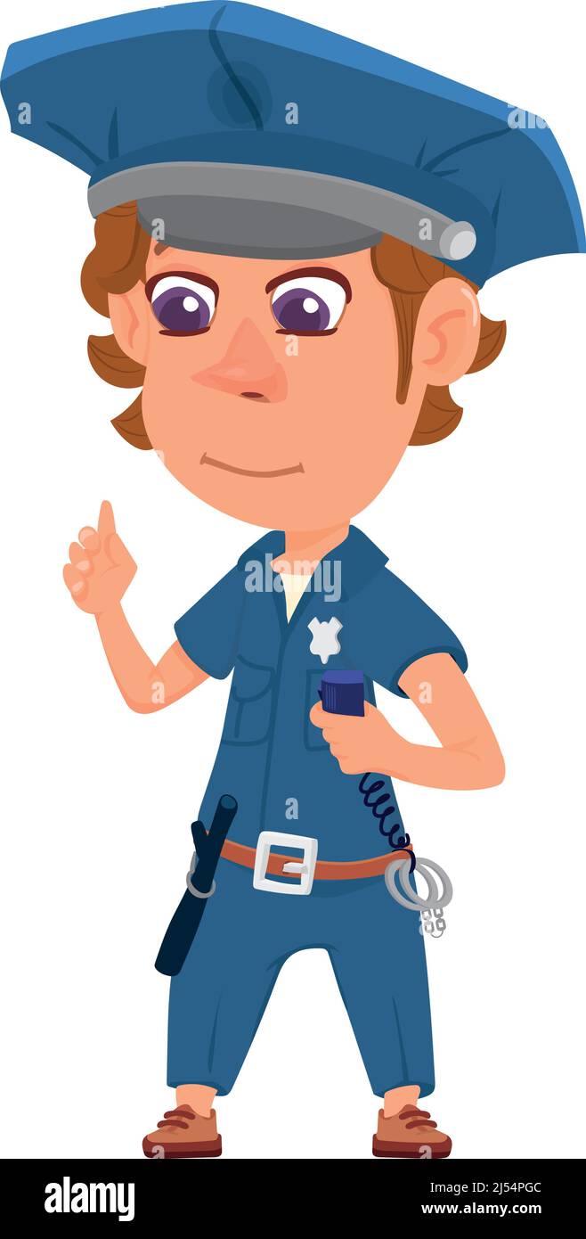 Enfant de police. Adorable personnage de patrouille de dessin animé Illustration de Vecteur