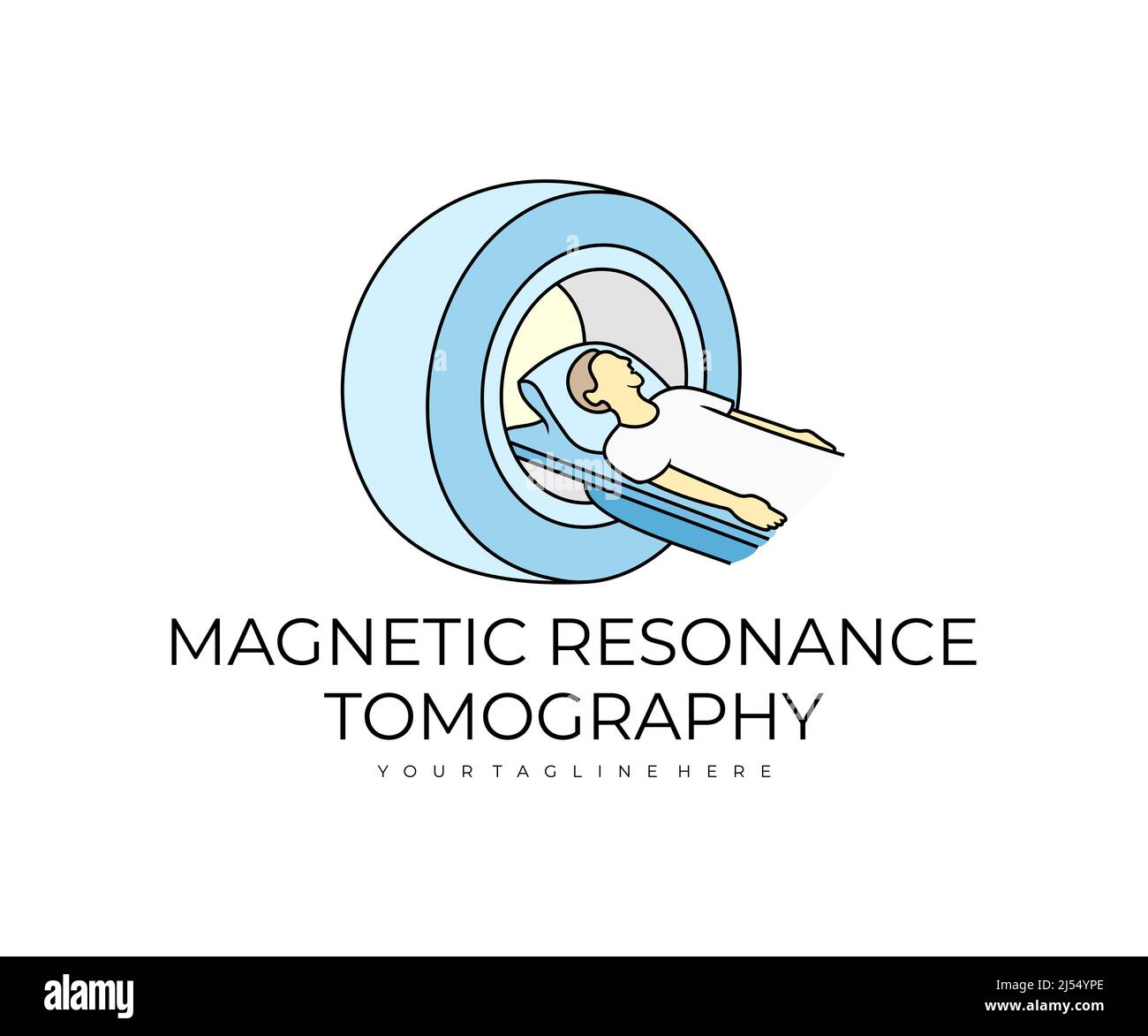 Machine IRM, tomographie par résonance magnétique, logo. Médecine, soins de santé, examen médical, conception de vecteur et illustration Illustration de Vecteur