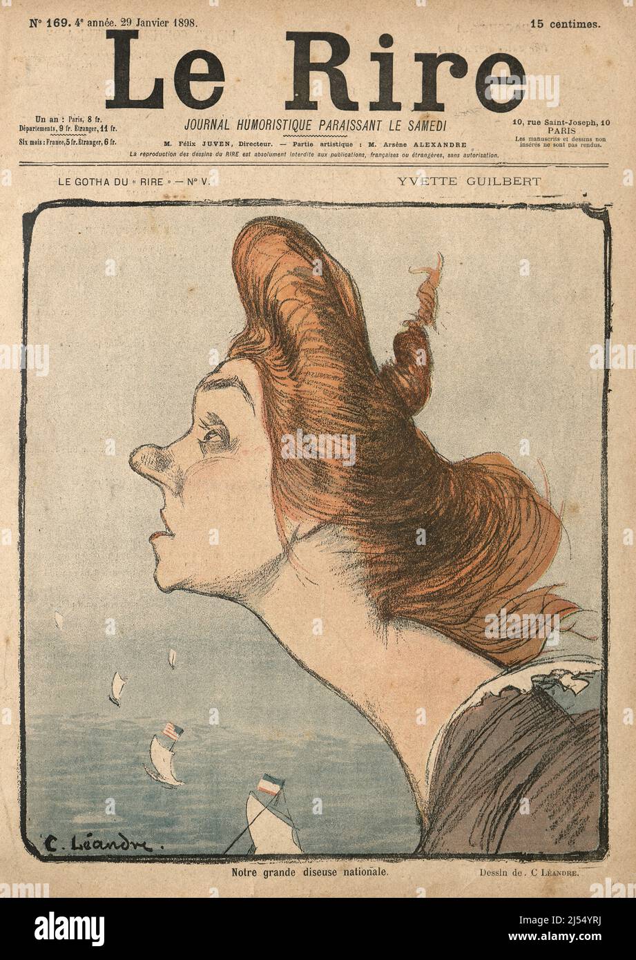 Caricature d'une femme de Charles Lucien Léandre, notre grande désuse nationale, 1898 Banque D'Images
