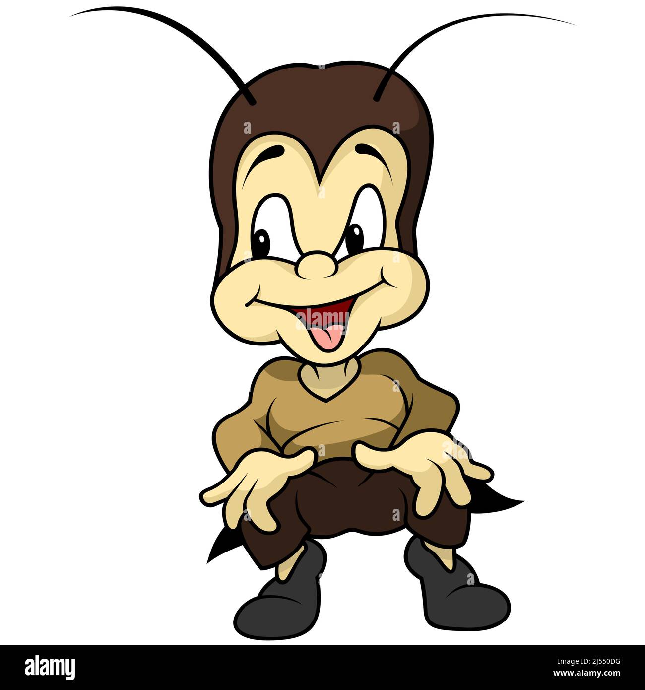 Gricket marron souriant Illustration de Vecteur