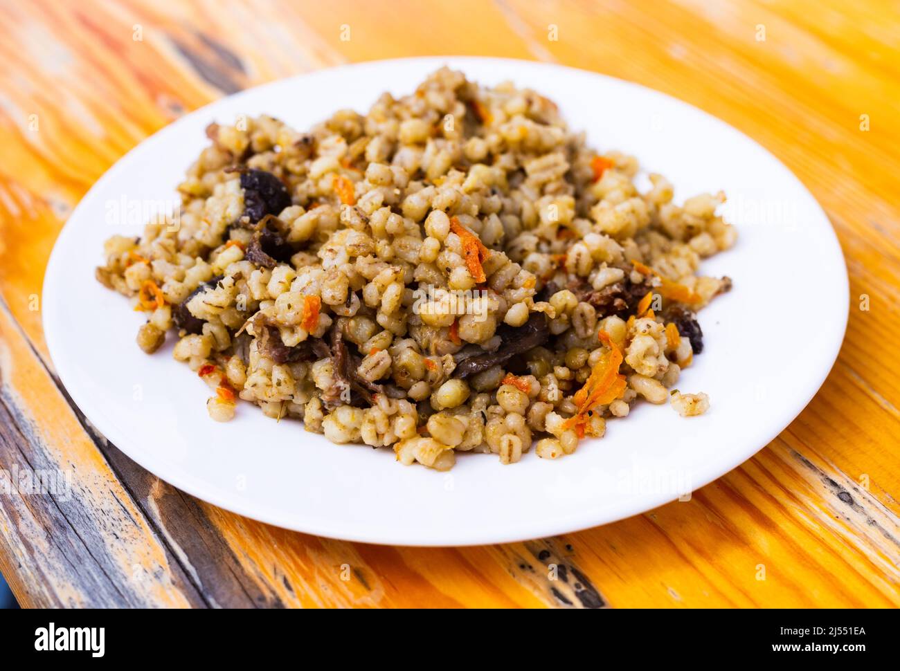 Porridge des soldats russes, boulette de champignons Banque D'Images