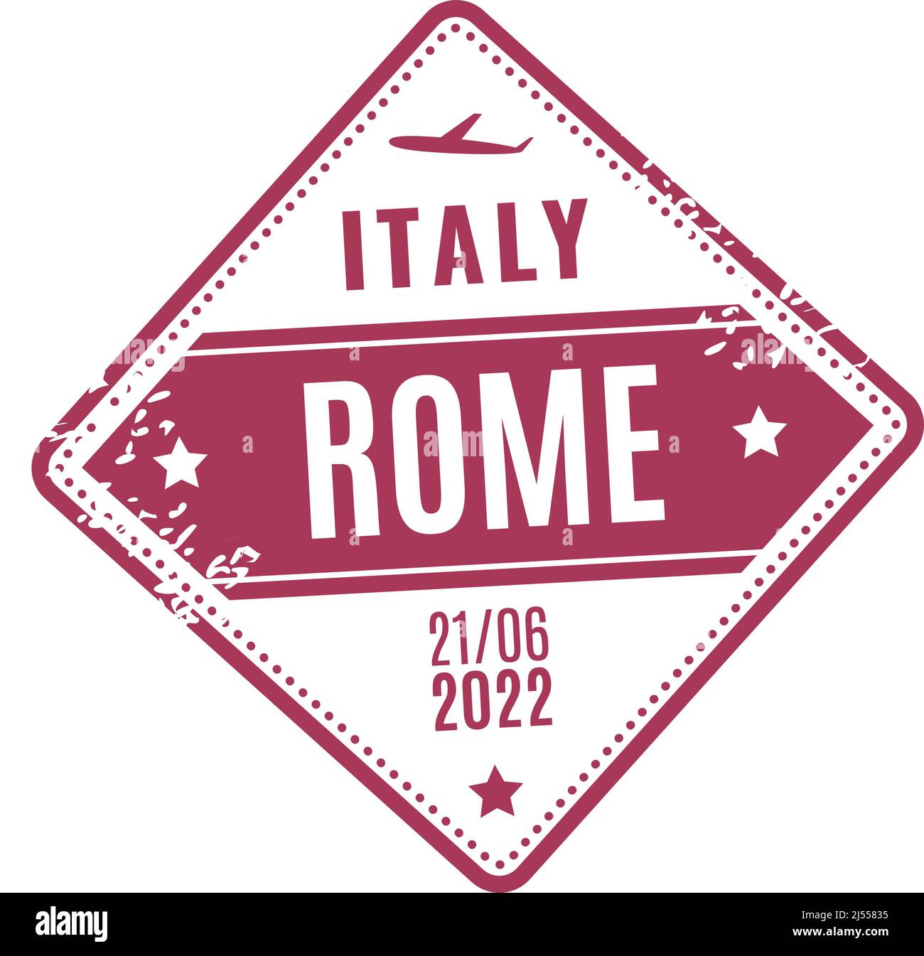 Timbre de l'aéroport d'Italie. Visa touristique de voyage avec texture grunge Illustration de Vecteur