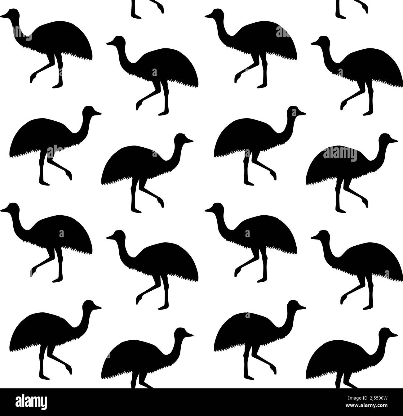 Motif vectoriel sans couture de silhouette éu autruche Illustration de Vecteur