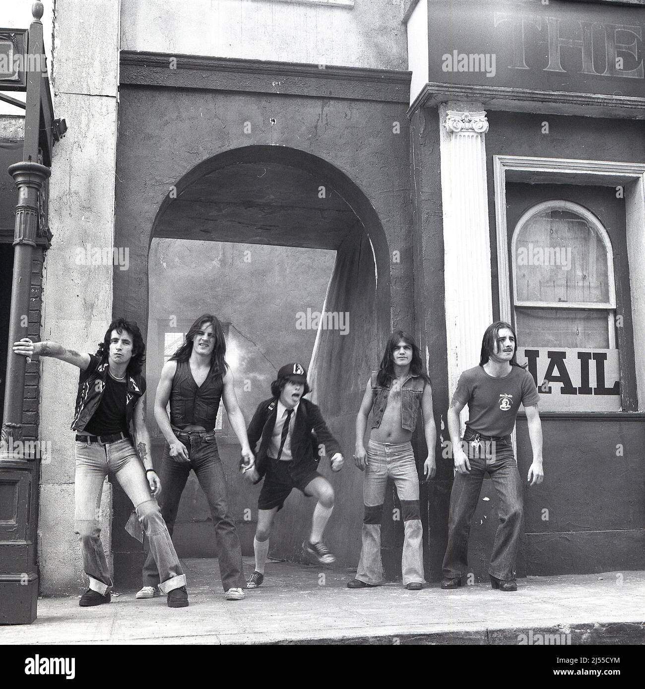 Groupe de rock australien AC/DC au Royaume-Uni 1976 de Shepperton Studio Banque D'Images