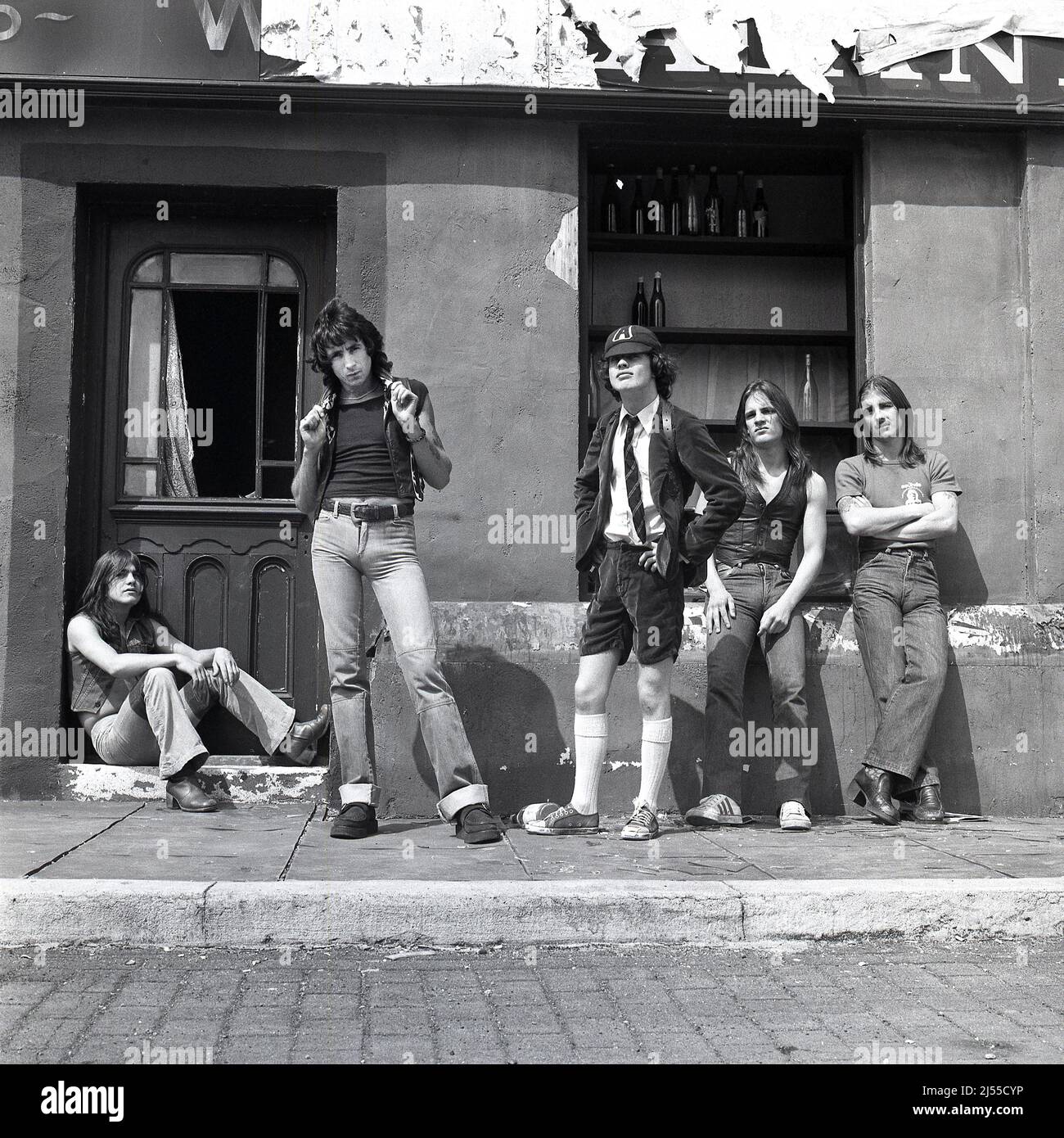 Groupe de rock australien AC/DC au Royaume-Uni 1976 de Shepperton Studio Banque D'Images