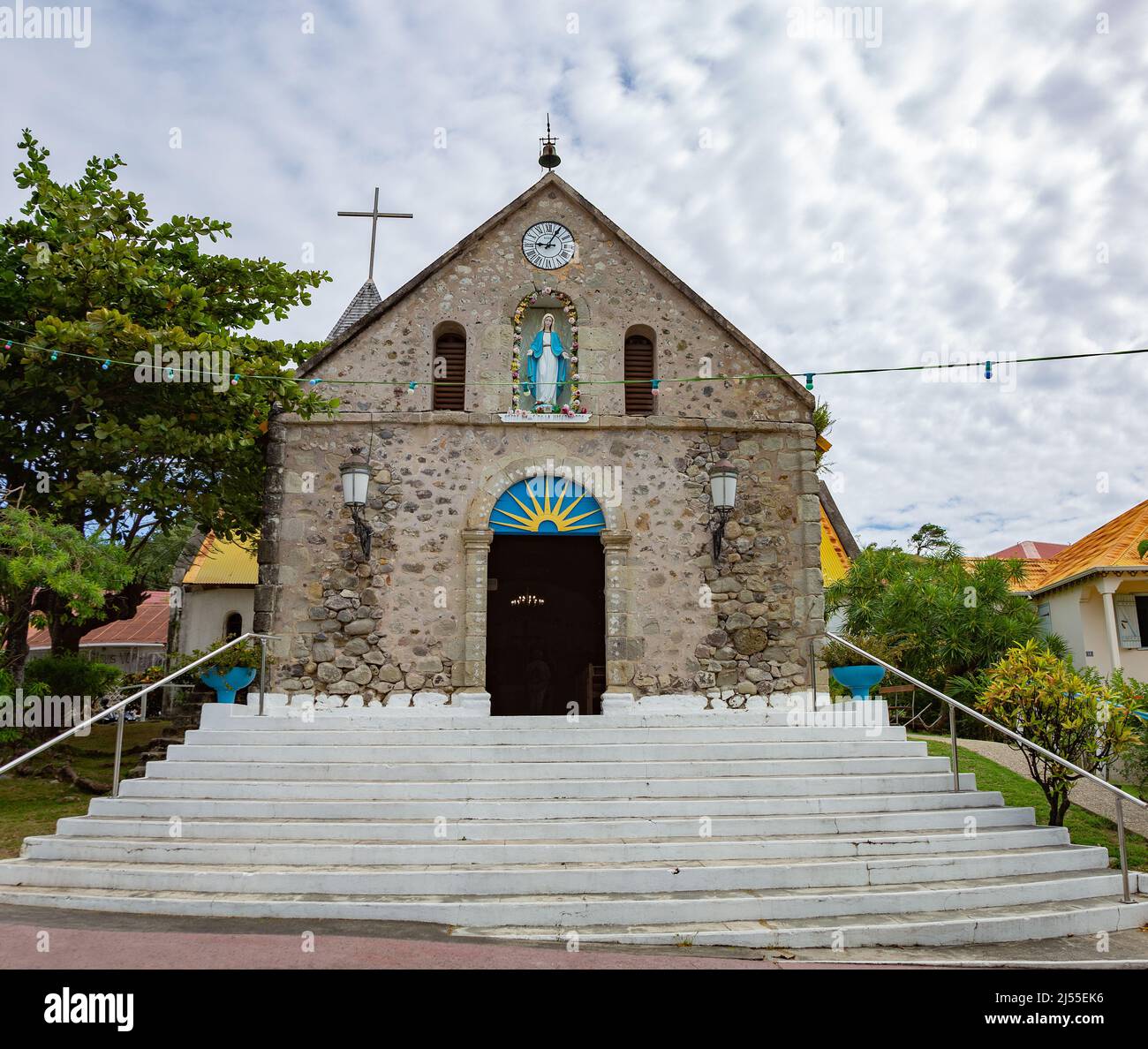 Église notre Dame de l'Assomption, le Bourg, Terre-de-Haut, Iles des Saintes, les Saintes, Guadeloupe, Petites Antilles, Caraïbes. Banque D'Images
