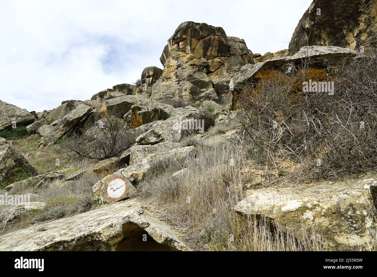 Rochers, Réserve historique et culturelle de l'État du Gobustan, Azerbaïdjan, Azərbaycan, Asie, site du patrimoine mondial de l'UNESCO Banque D'Images